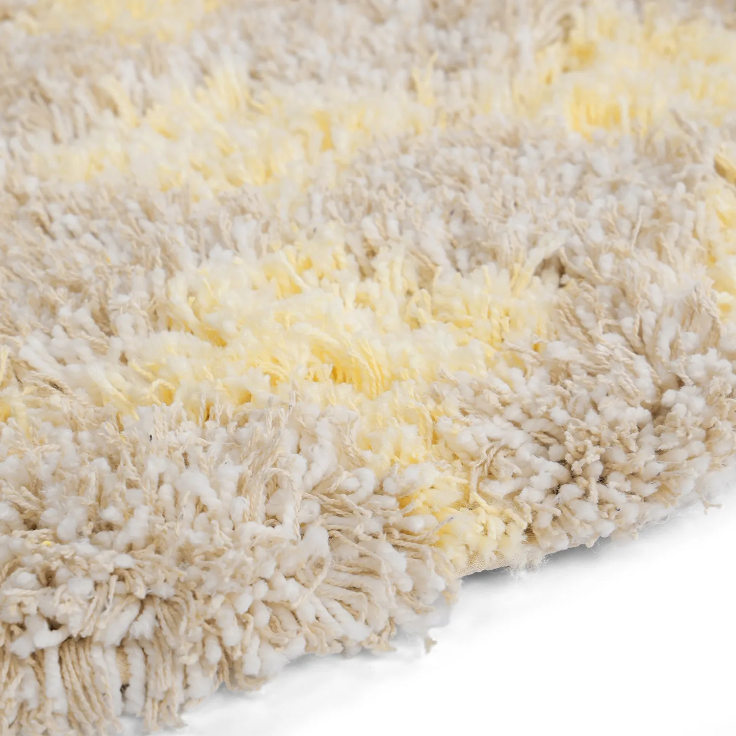 Alfombras redondeadas - Methoni Check Cotton Shaggy (crema/amarillo claro)