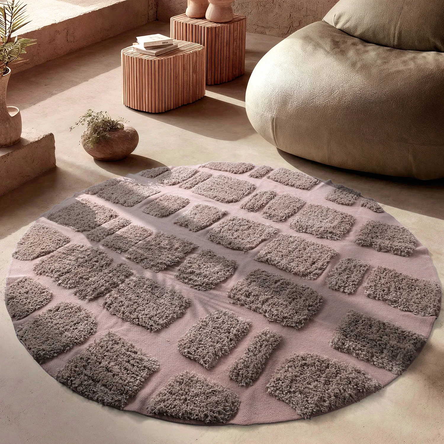 Alfombras redondeadas - Otranto Natural Cotton Shaggy (taupe)