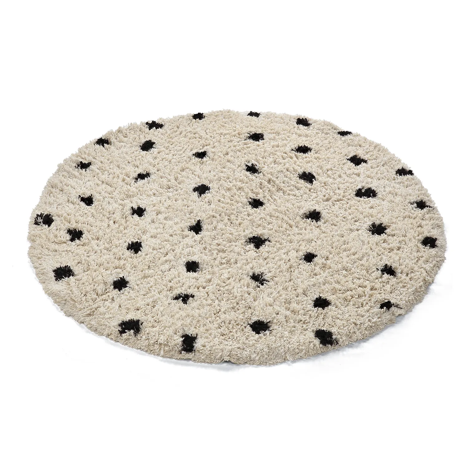 Alfombras redondeadas - Soria Natural Cotton Shaggy (blanco roto/negro)
