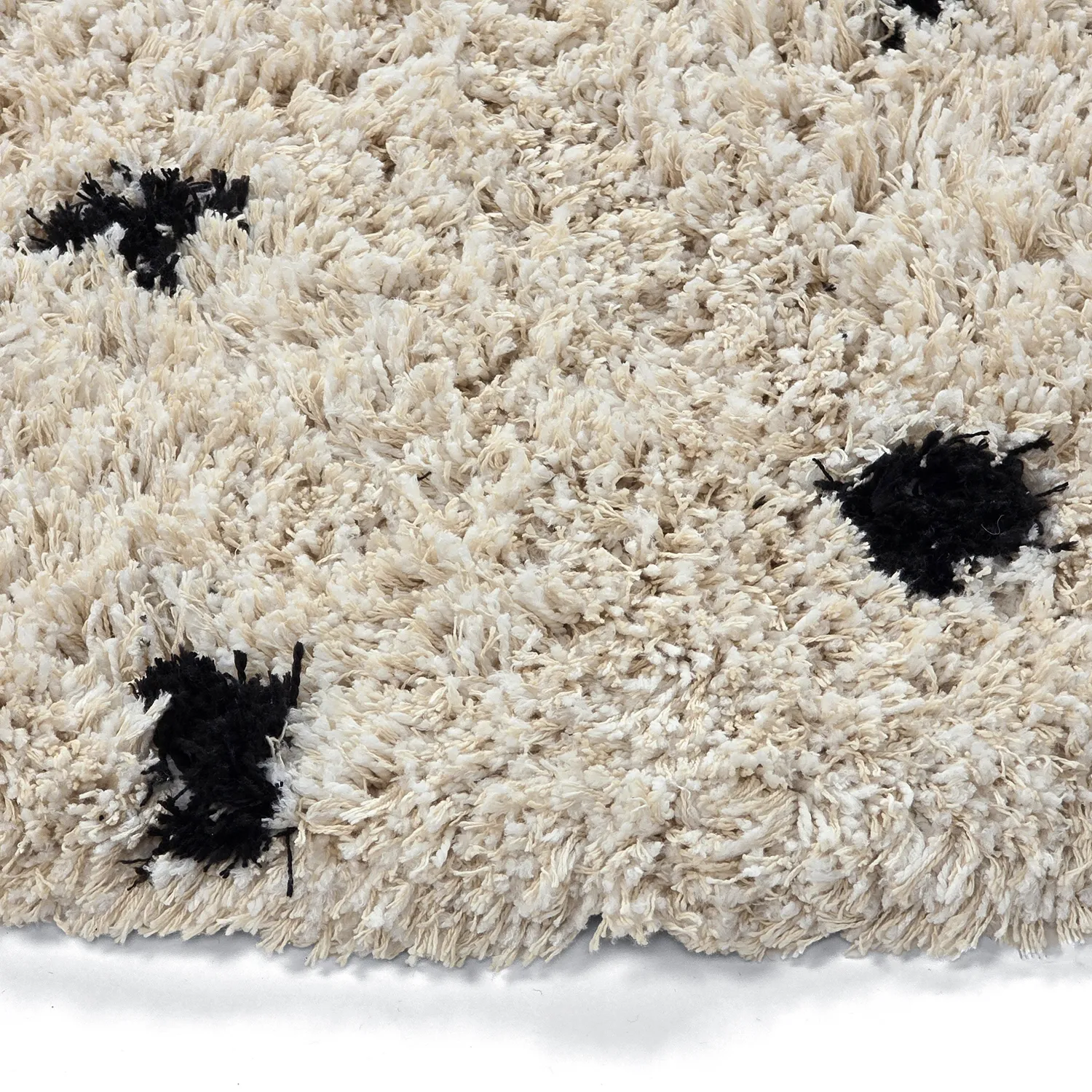 Alfombras redondeadas - Soria Natural Cotton Shaggy (blanco roto/negro)