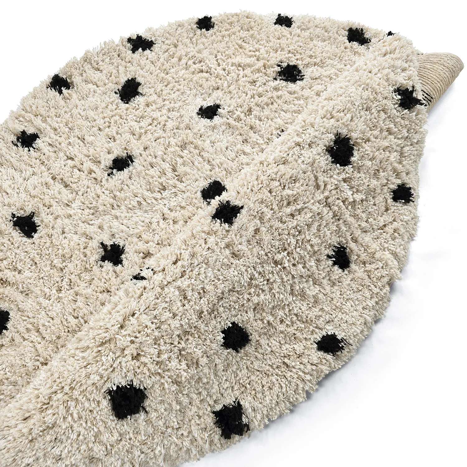 Alfombras redondeadas - Soria Natural Cotton Shaggy (blanco roto/negro)