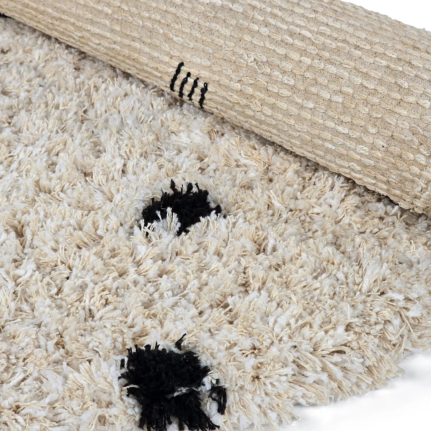 Alfombras redondeadas - Soria Natural Cotton Shaggy (blanco roto/negro)