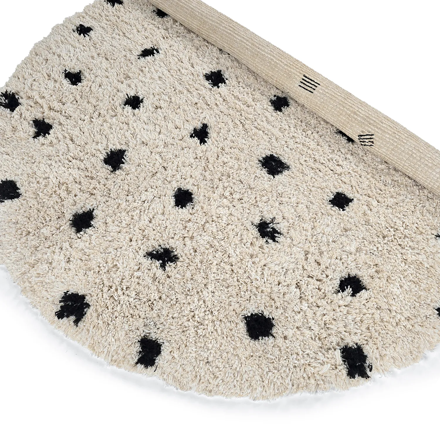 Alfombras redondeadas - Soria Natural Cotton Shaggy (blanco roto/negro)