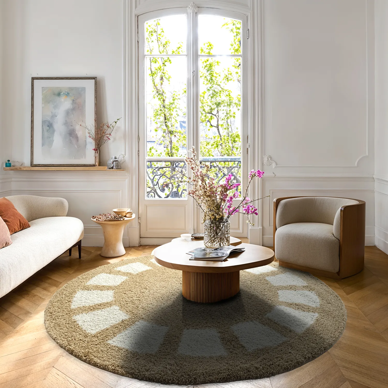 Alfombras redondeadas - Asilah (beige/blanco)