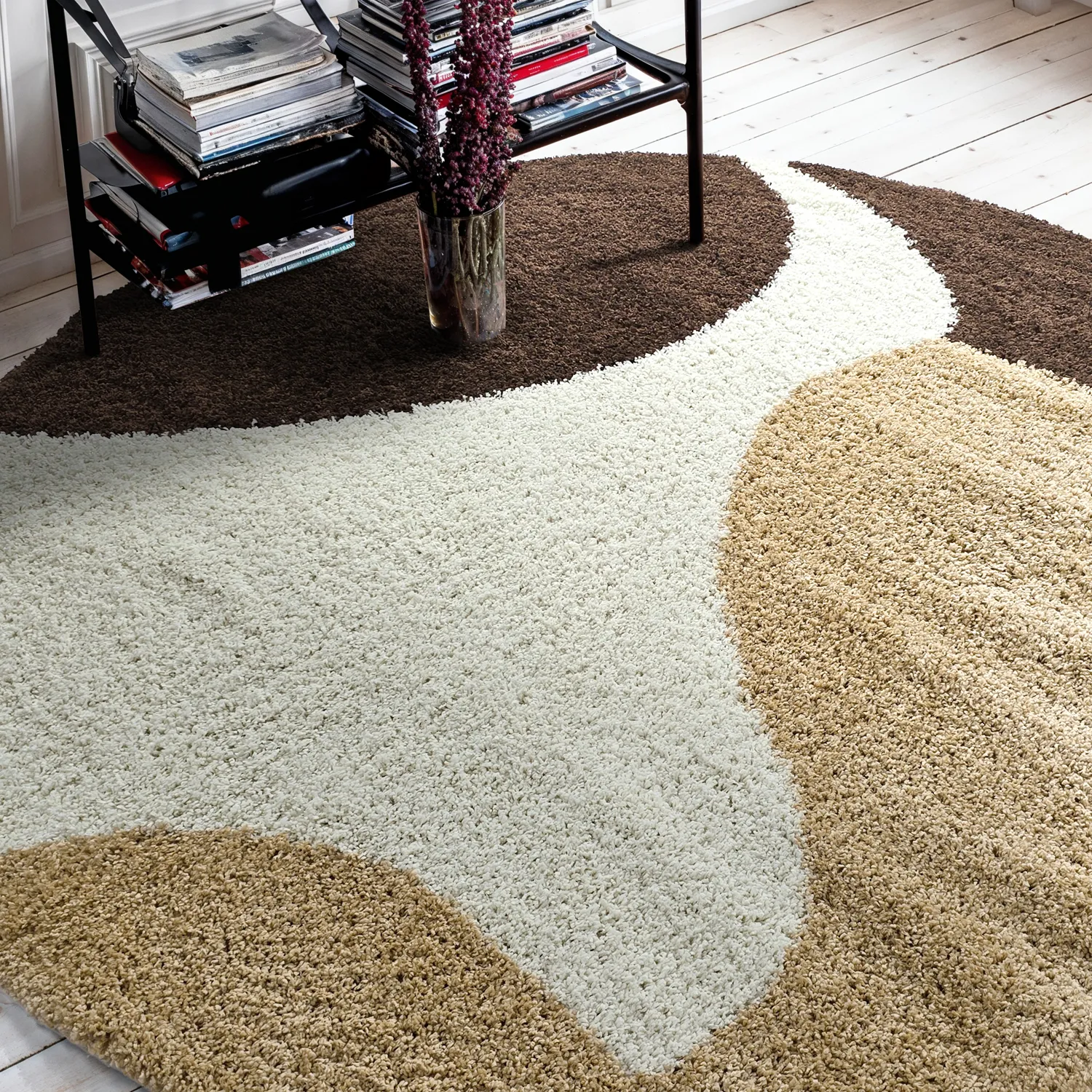 Alfombras redondeadas - Chiniot (marrón/beige/blanco)
