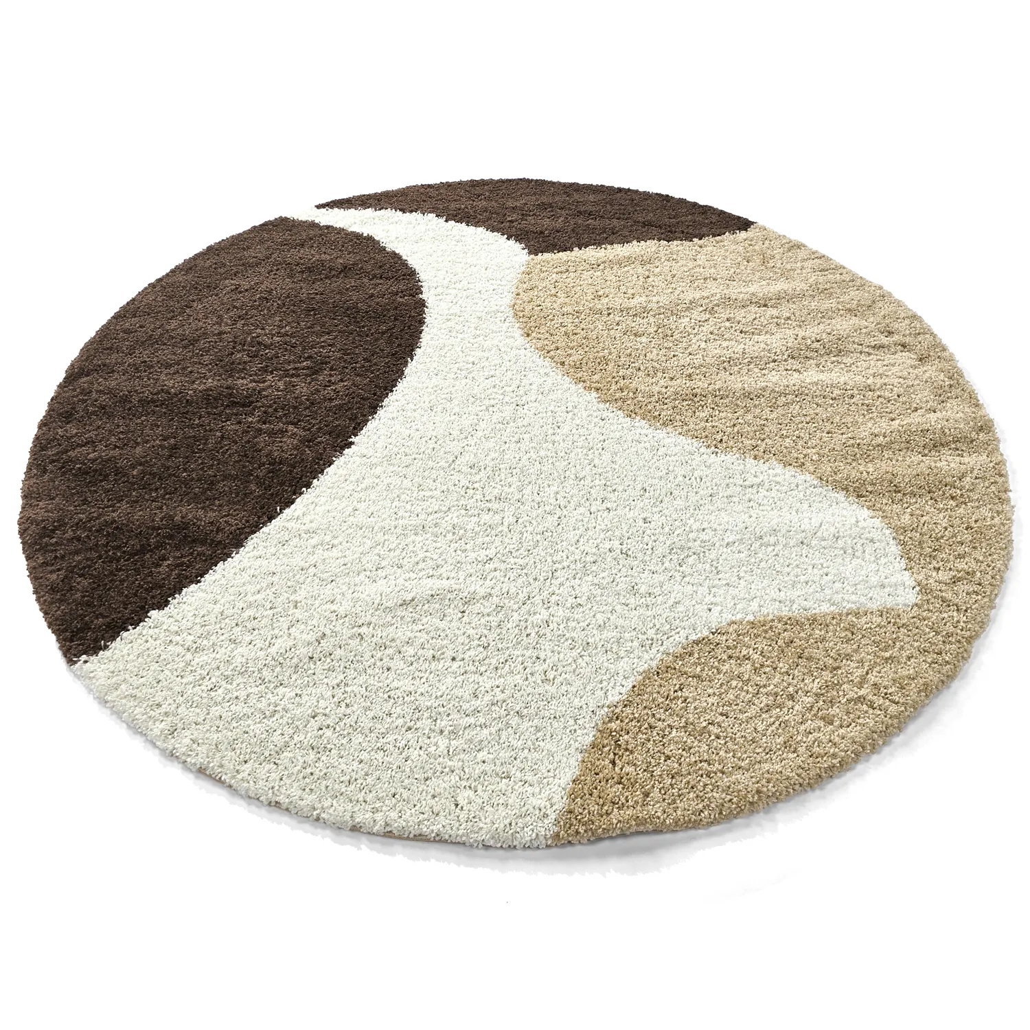 Alfombras redondeadas - Chiniot (marrón/beige/blanco)
