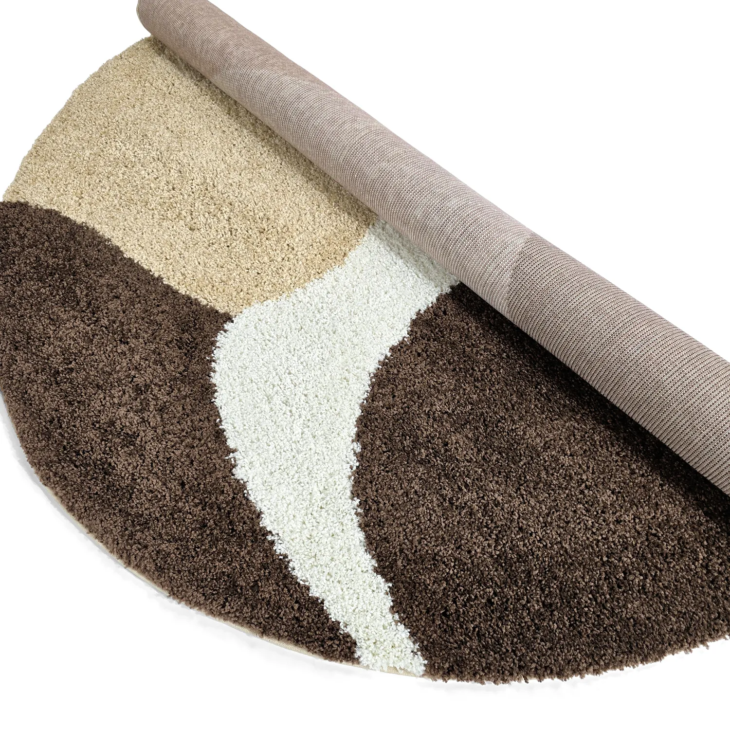 Alfombras redondeadas - Chiniot (marrón/beige/blanco)