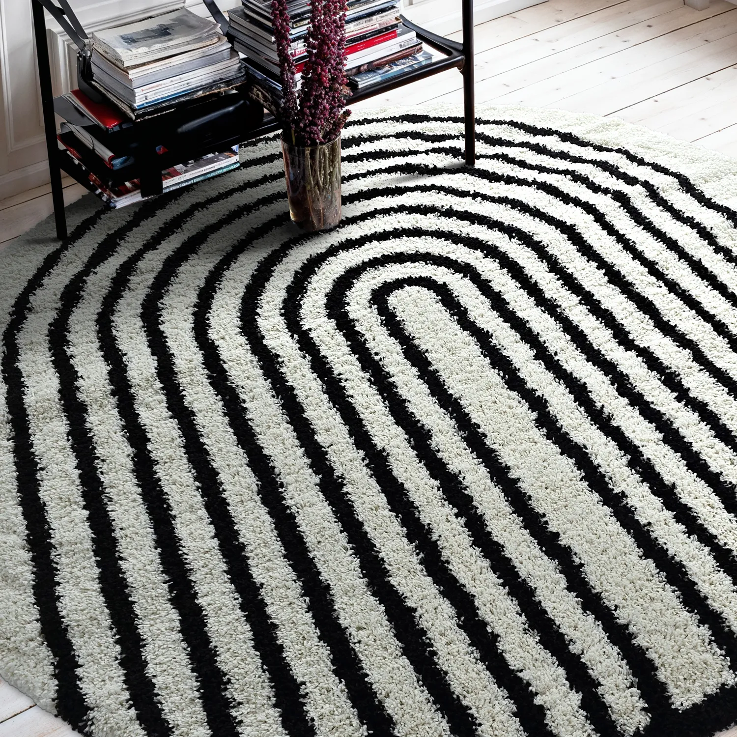 Alfombras redondeadas - Cluny (blanco/negro)