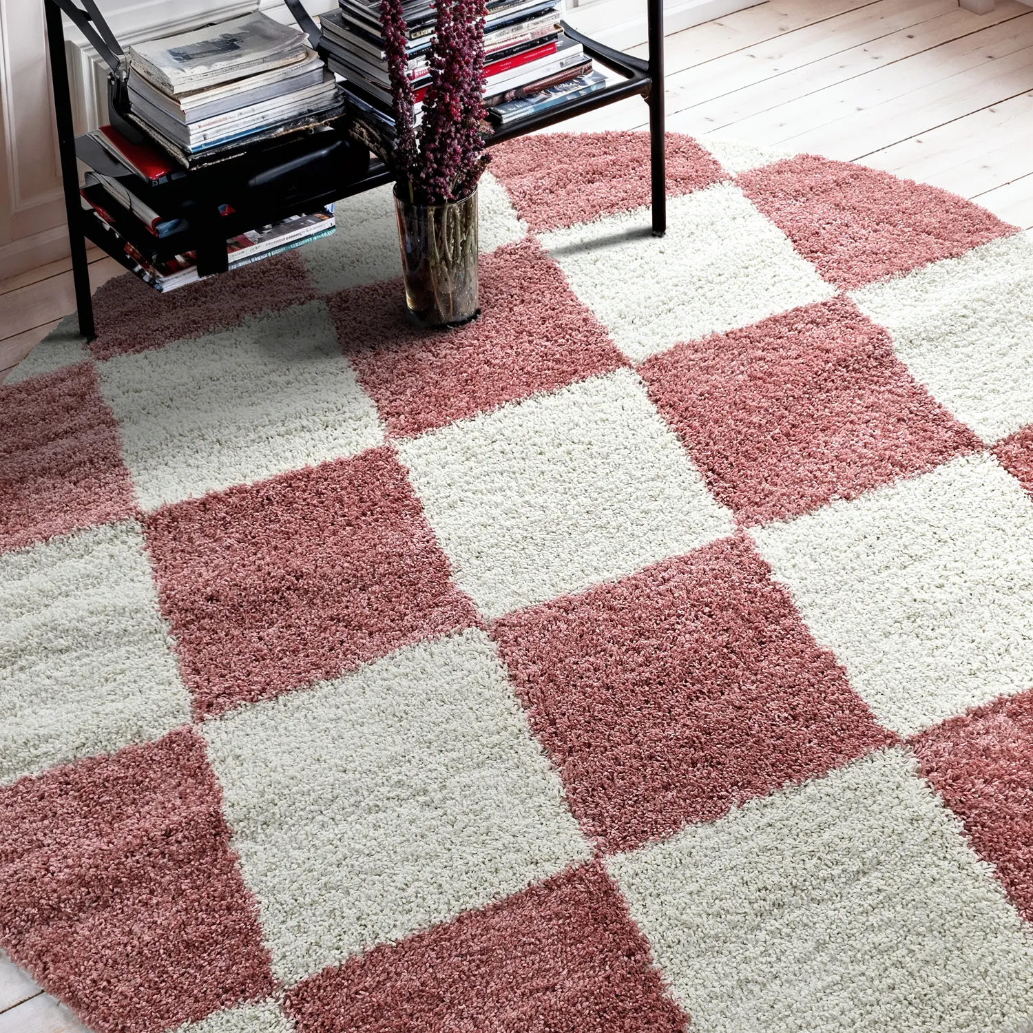 Alfombras redondeadas - Gordes (rosa/blanco)