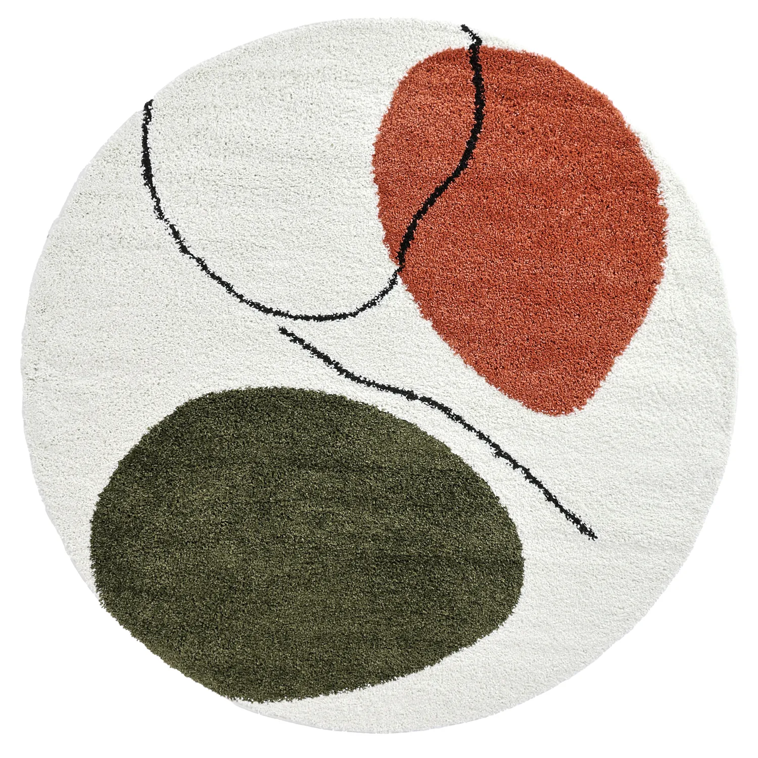 Alfombras redondeadas - Sanghar (blanco/naranja/verde)