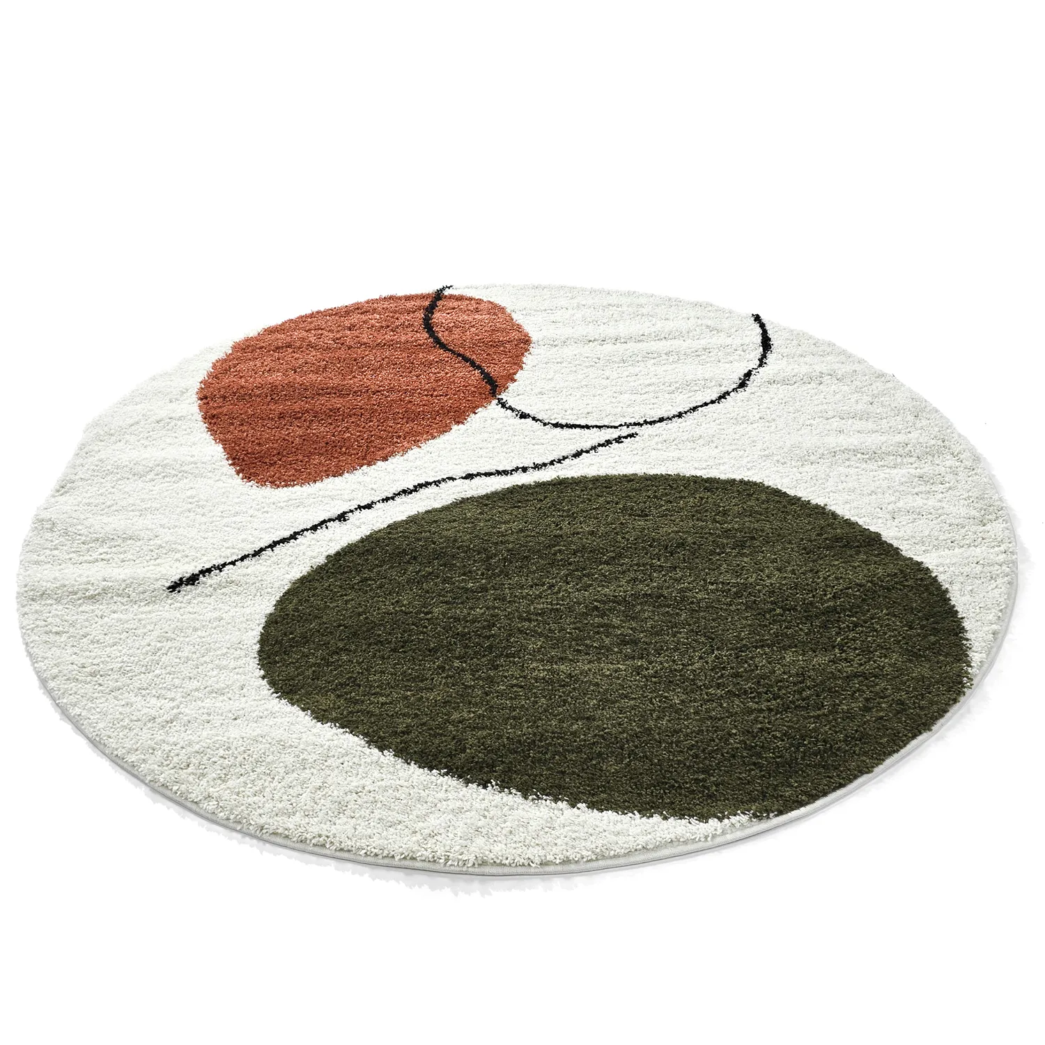 Alfombras redondeadas - Sanghar (blanco/naranja/verde)