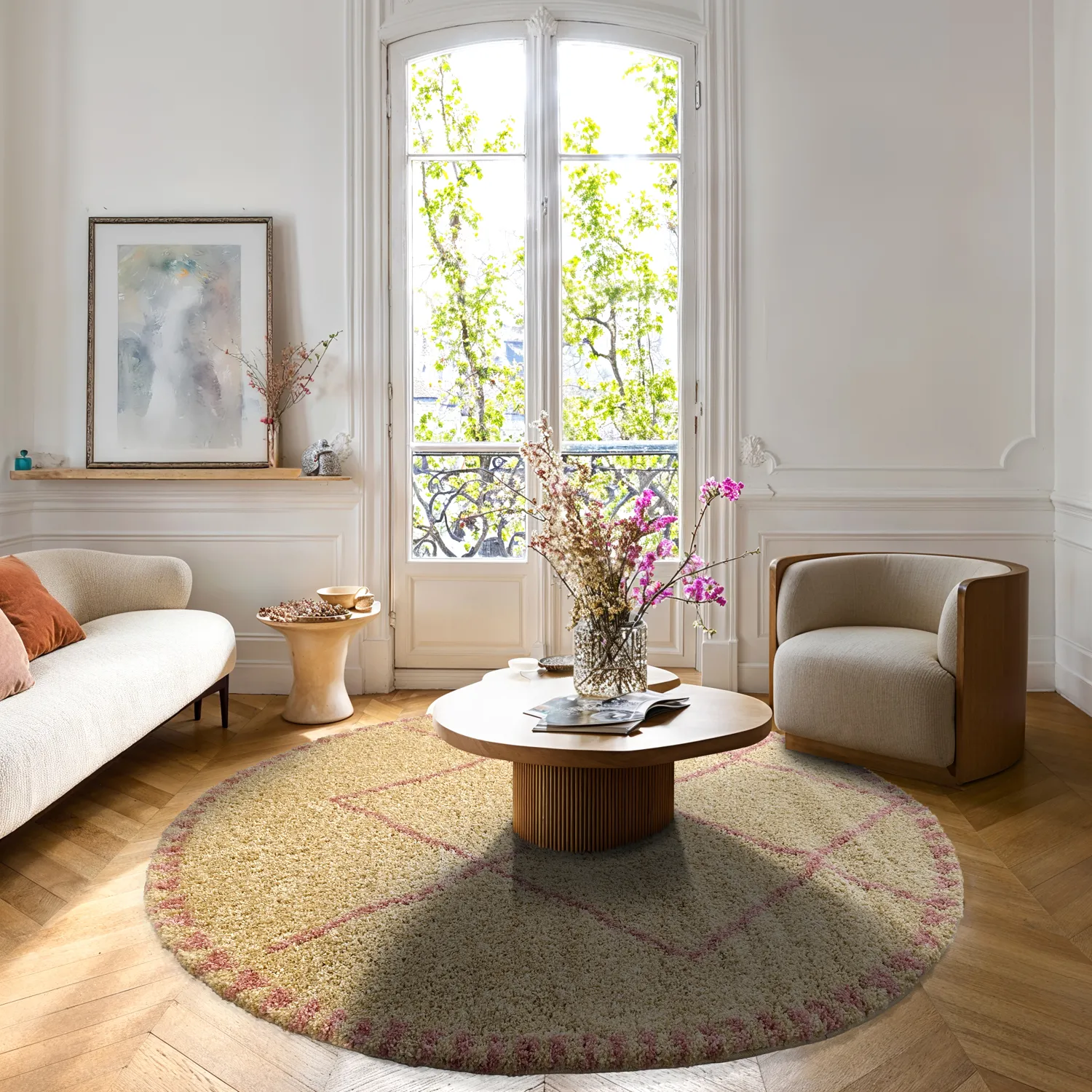 Alfombras redondeadas - Tiznit (beige/rosa)