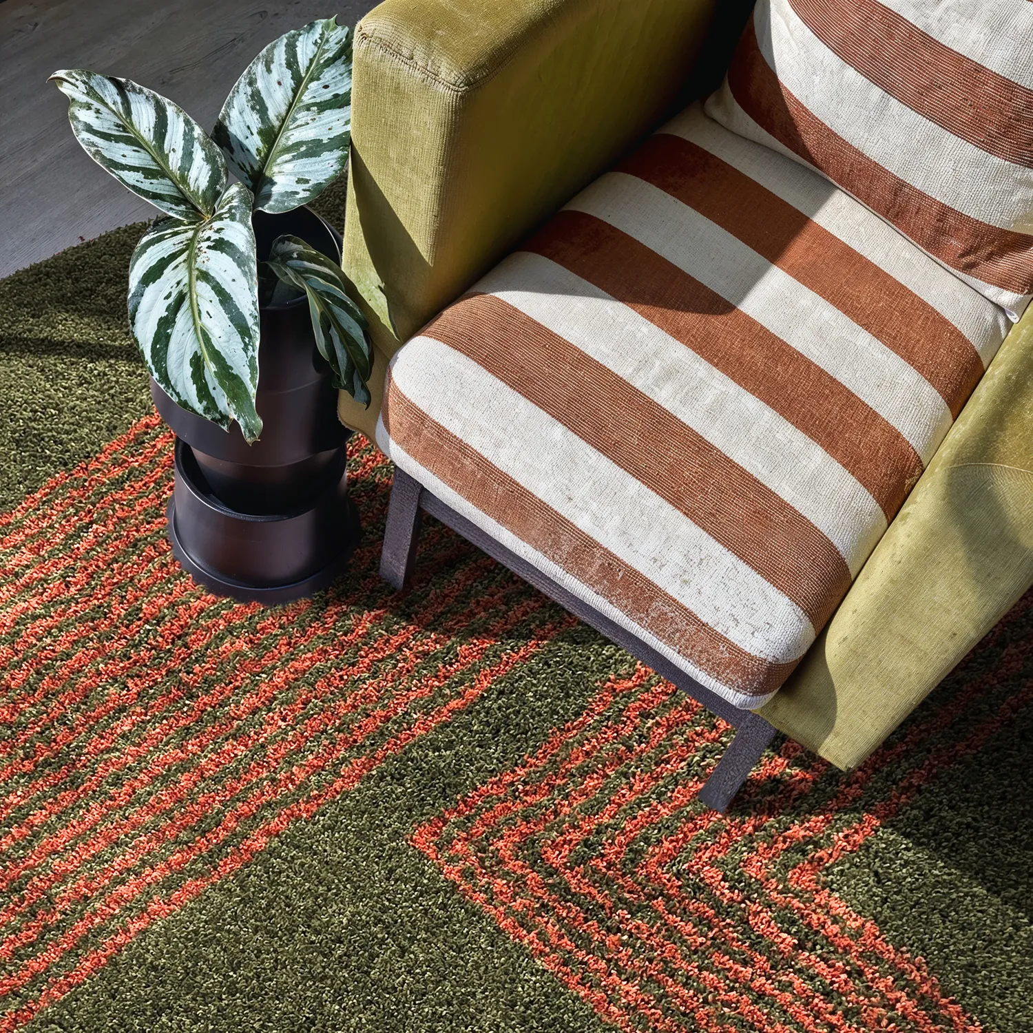 Alfombras redondeadas - Zagora (verde/naranja)
