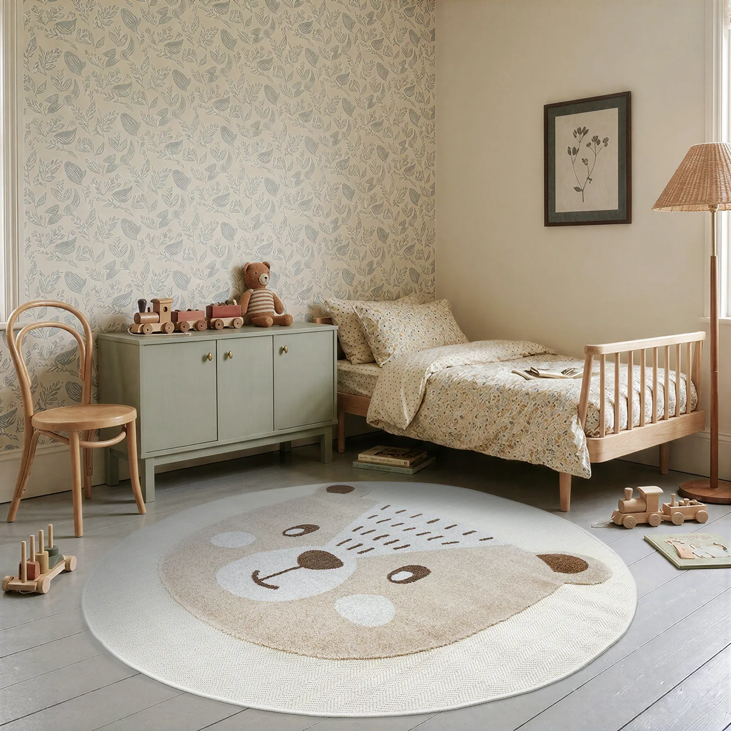 Alfombra redonda infantil - Kind Bear (crema)