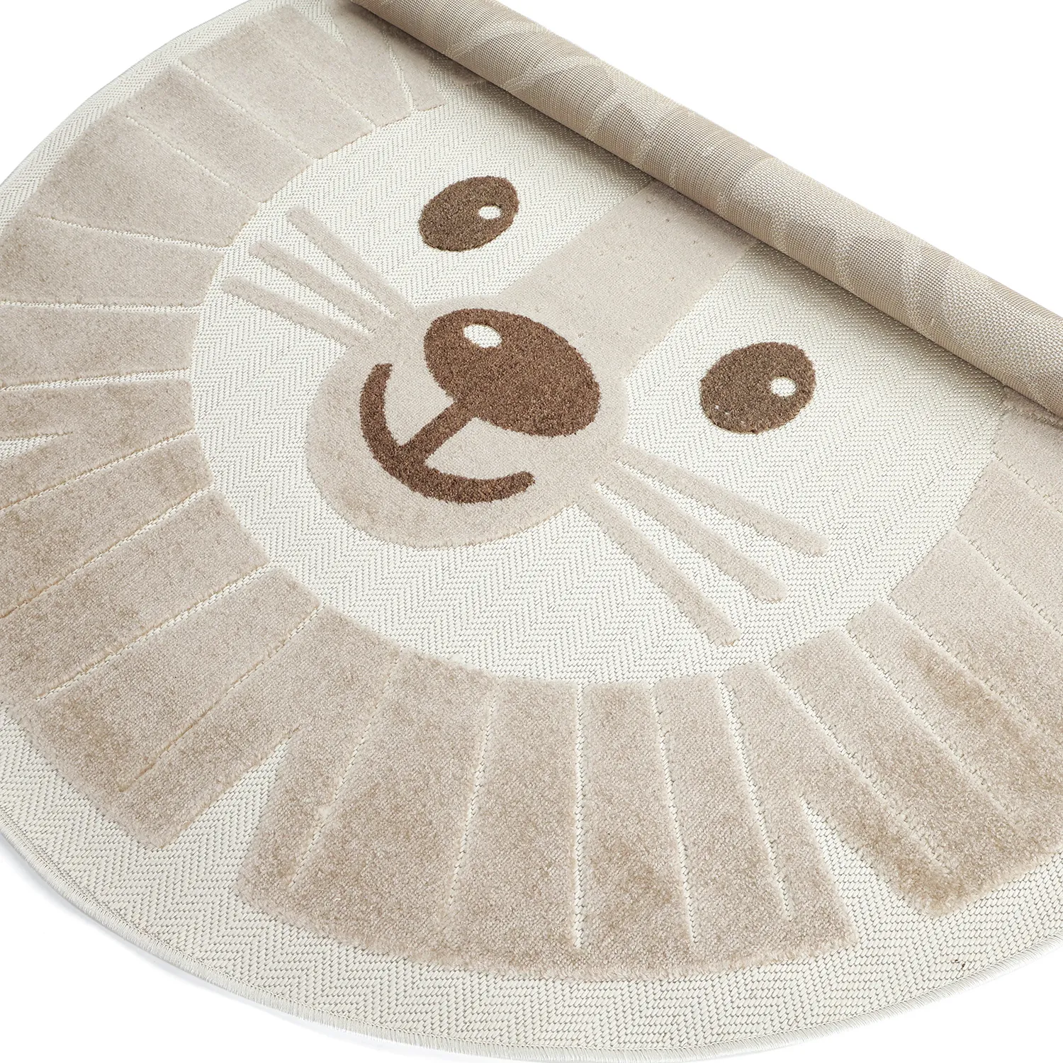 Alfombra redonda infantil - Kind Lion (crema)