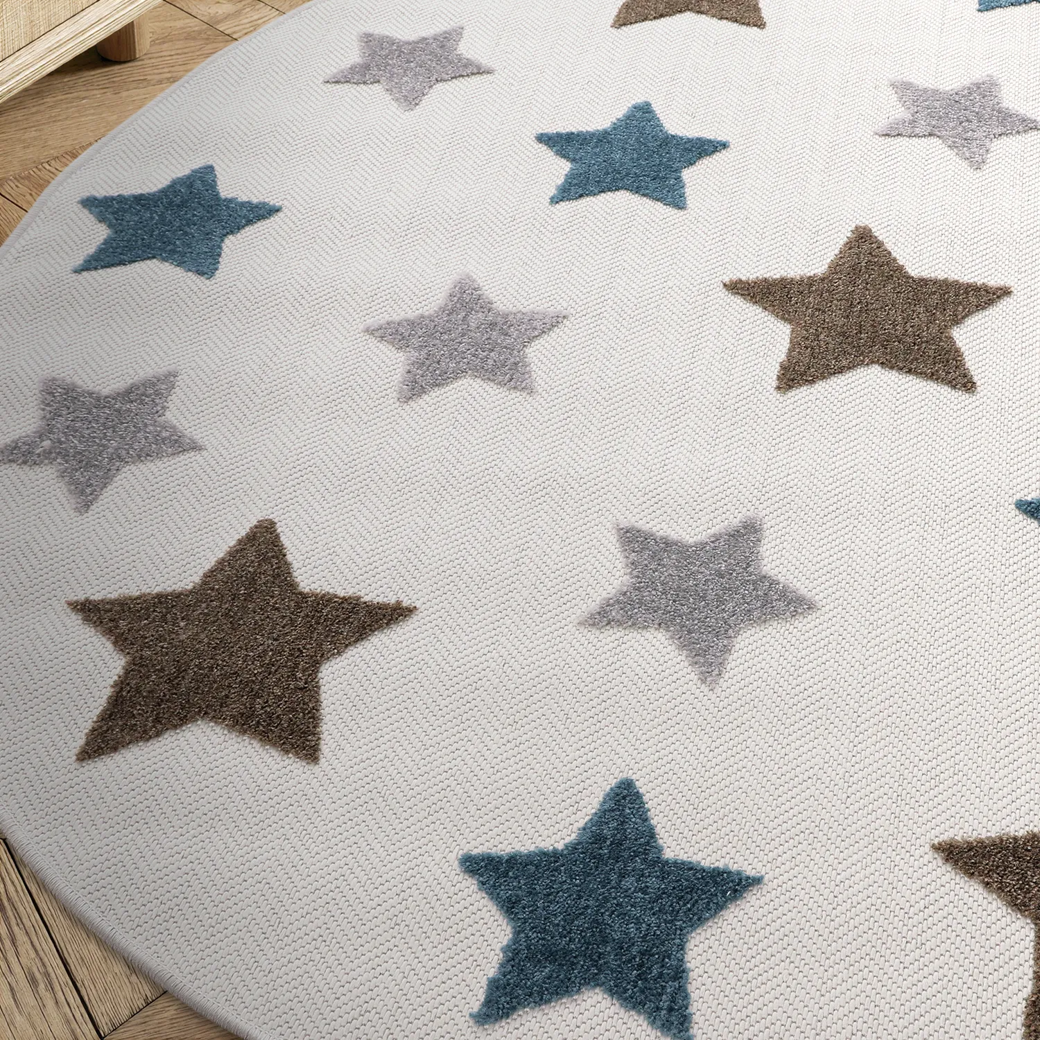 Alfombra redonda infantil - Stars (crema/multicolor)