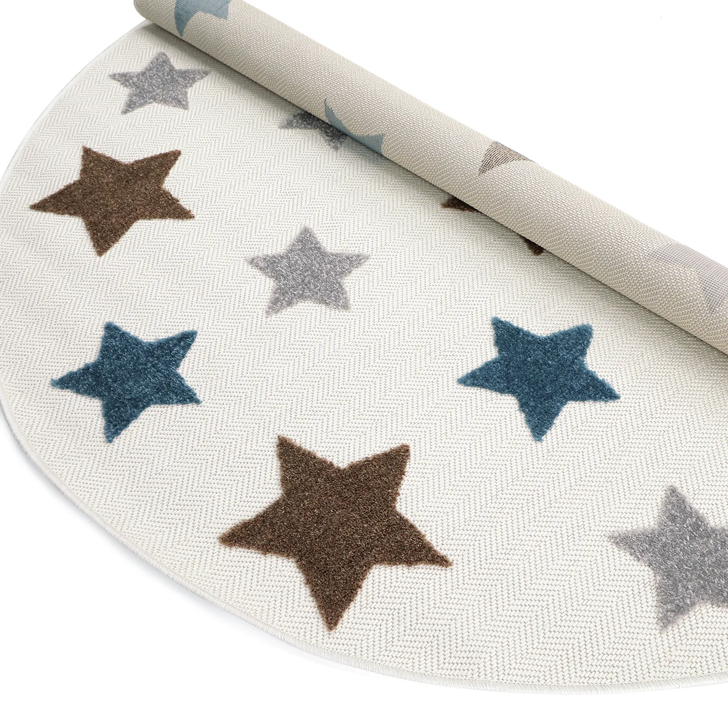 Alfombra redonda infantil - Stars (crema/multicolor)