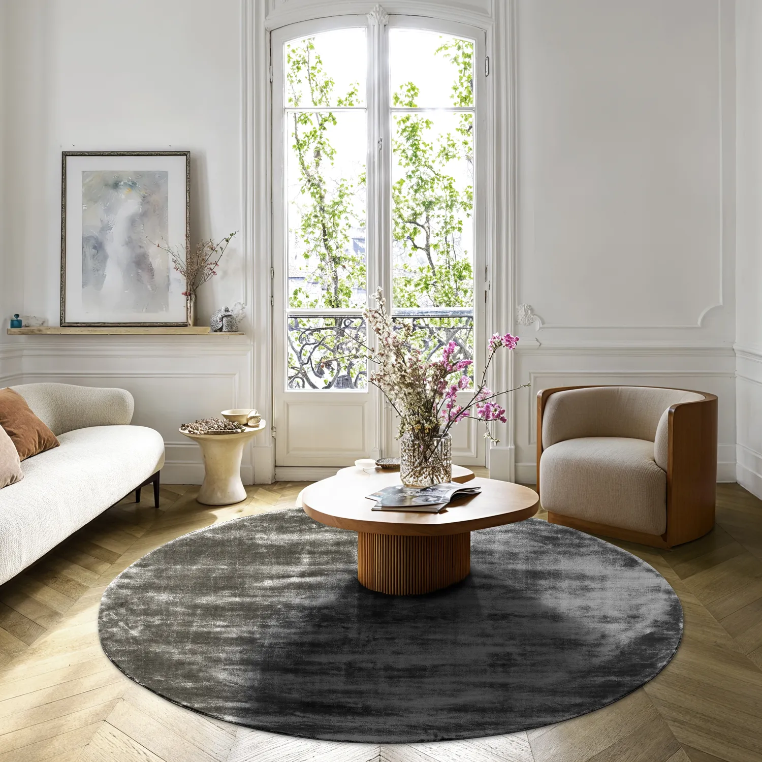 Alfombras redondeadas - Jodhpur Special Luxury Edition Viscosa (gris)