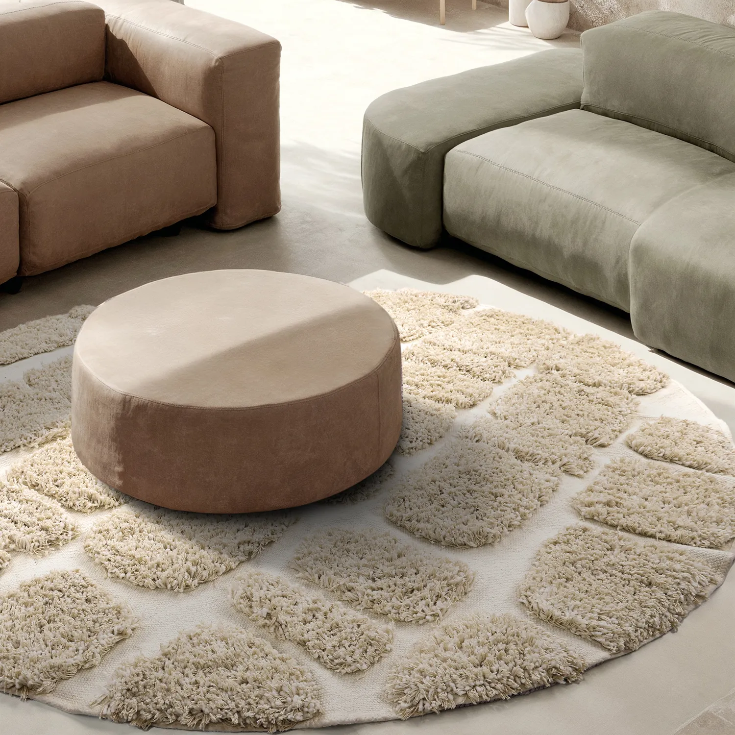 Alfombras redondeadas - Otranto Natural Cotton Shaggy (blanquecino)