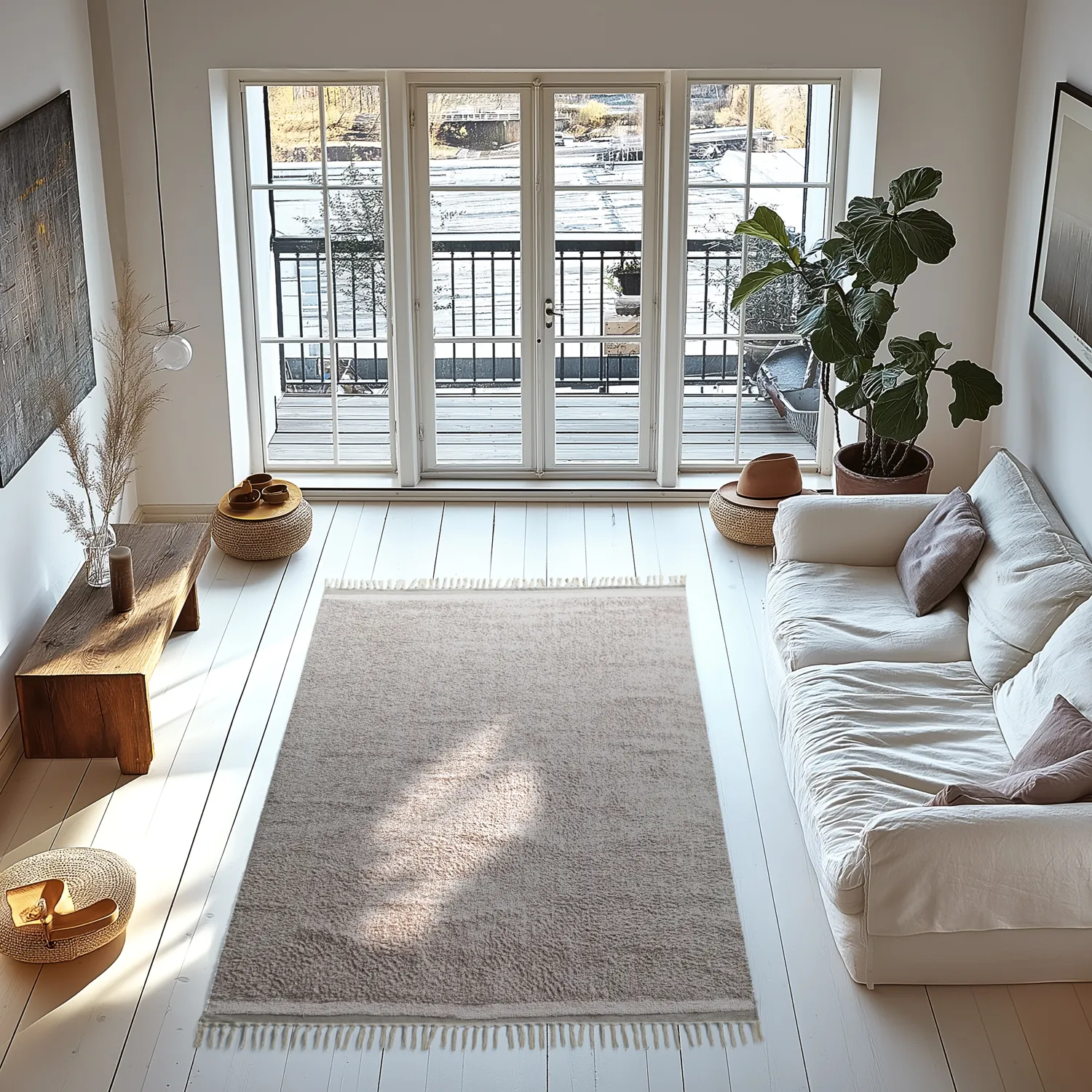 Alfombras de pelo largo - Celina Natural Cotton Shaggy (gris topo/lavanda)