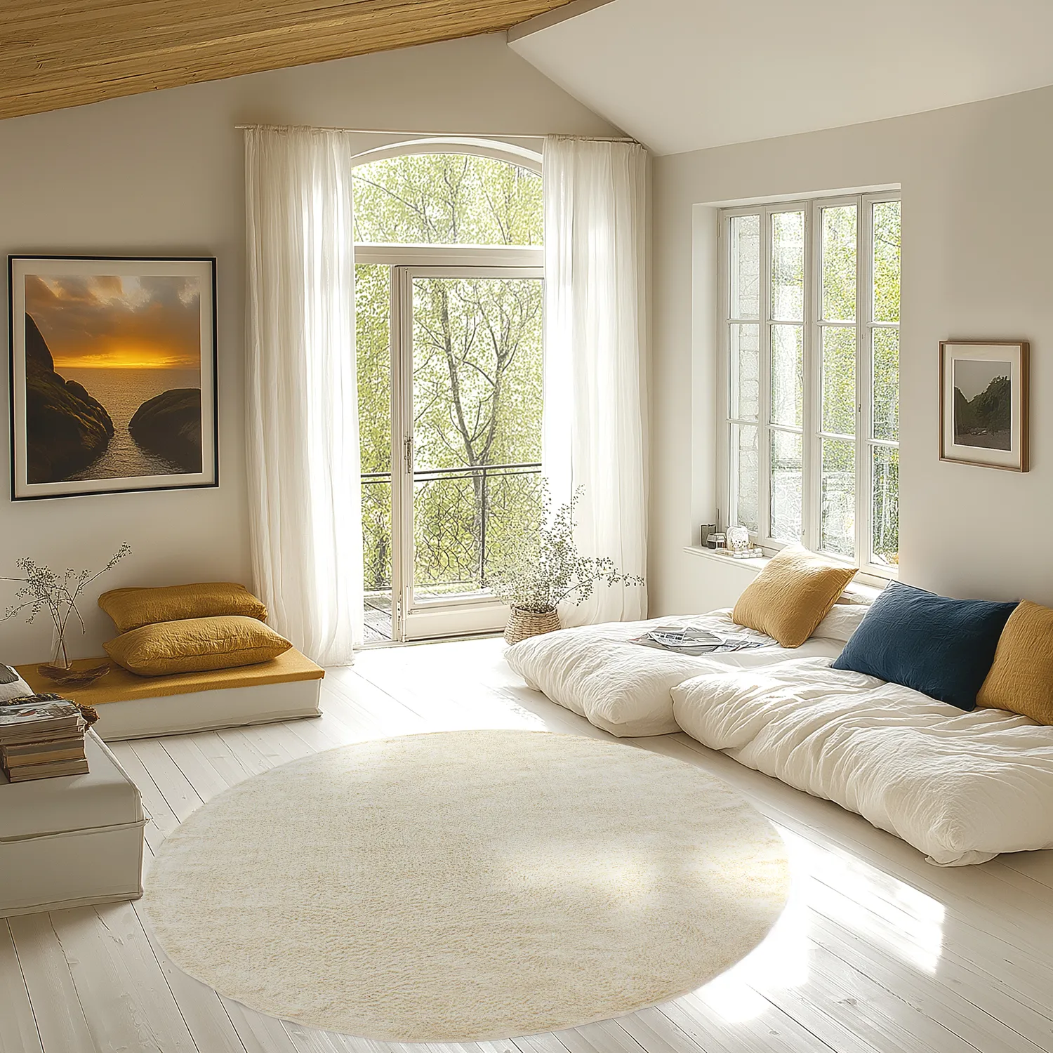 Alfombras redondeadas - Celina Natural Cotton Shaggy (blanco roto/beige)