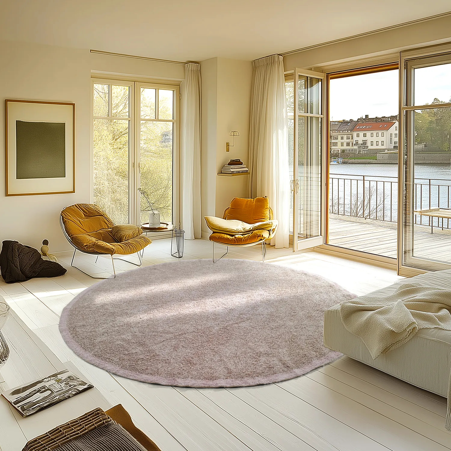 Alfombras redondeadas - Celina Natural Cotton Shaggy (gris topo/lavanda)