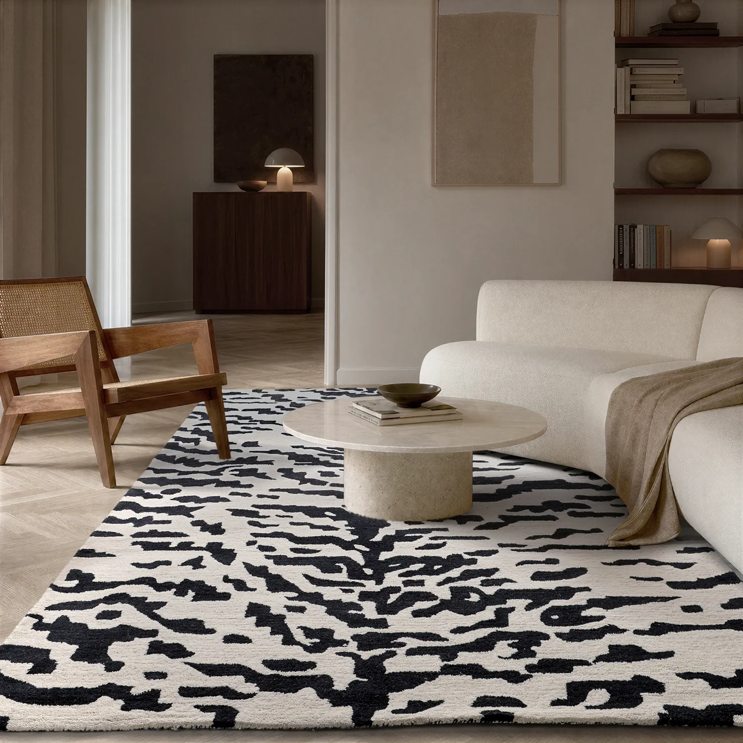 Alfombras de pelo largo - Zebra Tufted Wool Premium (blanco/negro)