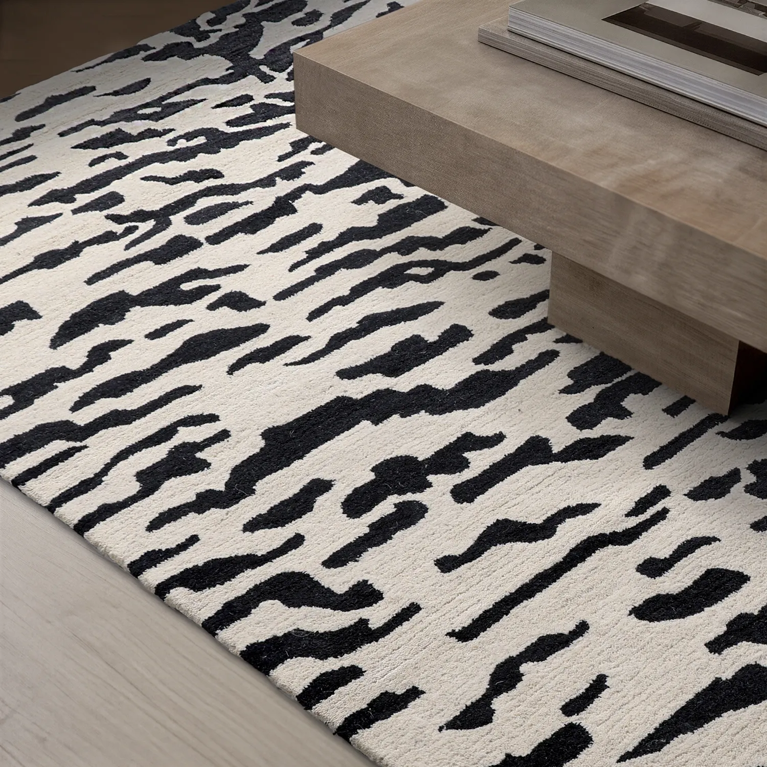 Alfombras de pelo largo - Zebra Tufted Wool Premium (blanco/negro)