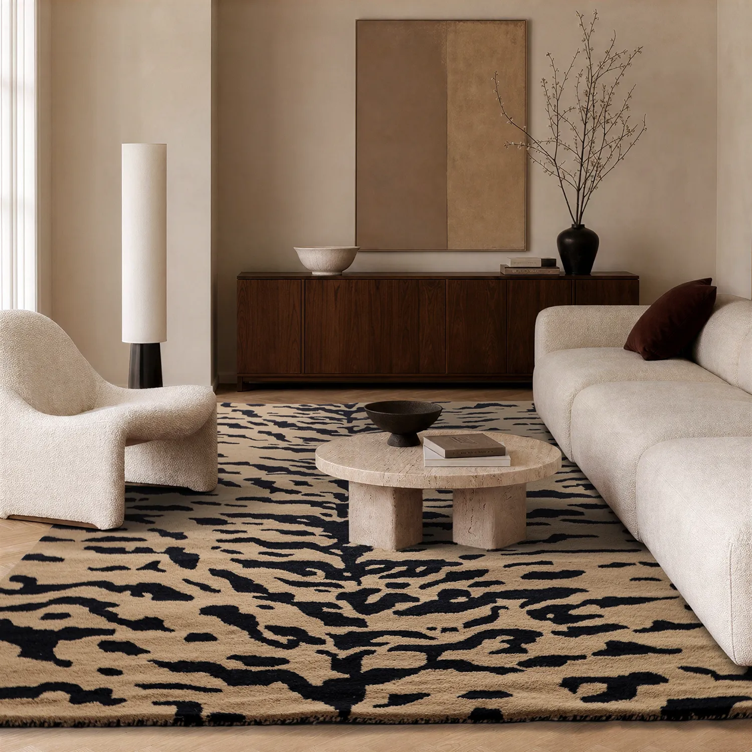Alfombras de pelo largo - Zebra Tufted Wool Premium (beige/negro)