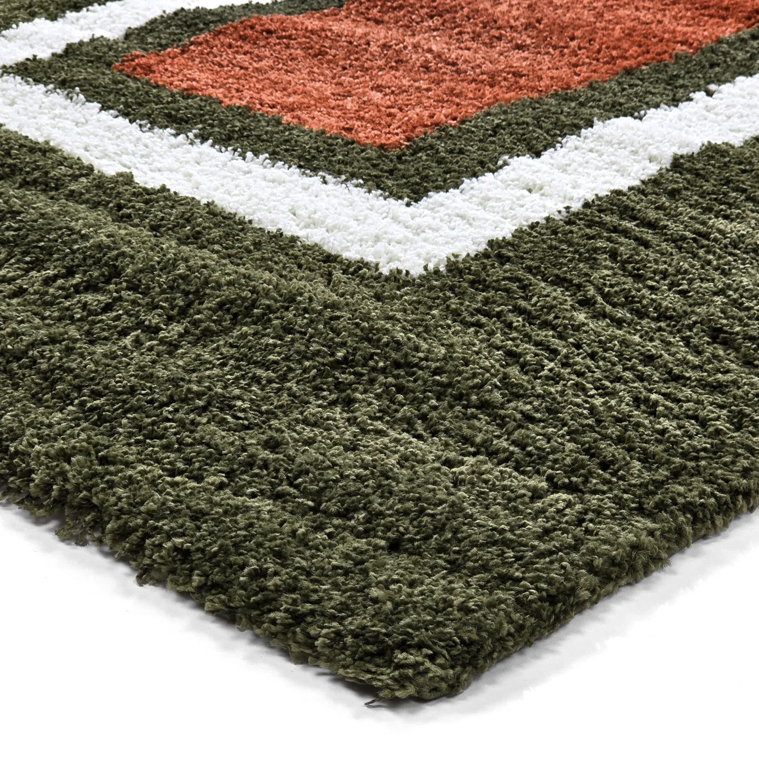 Alfombras de pelo largo - Alsace (verde/blanco/naranja)