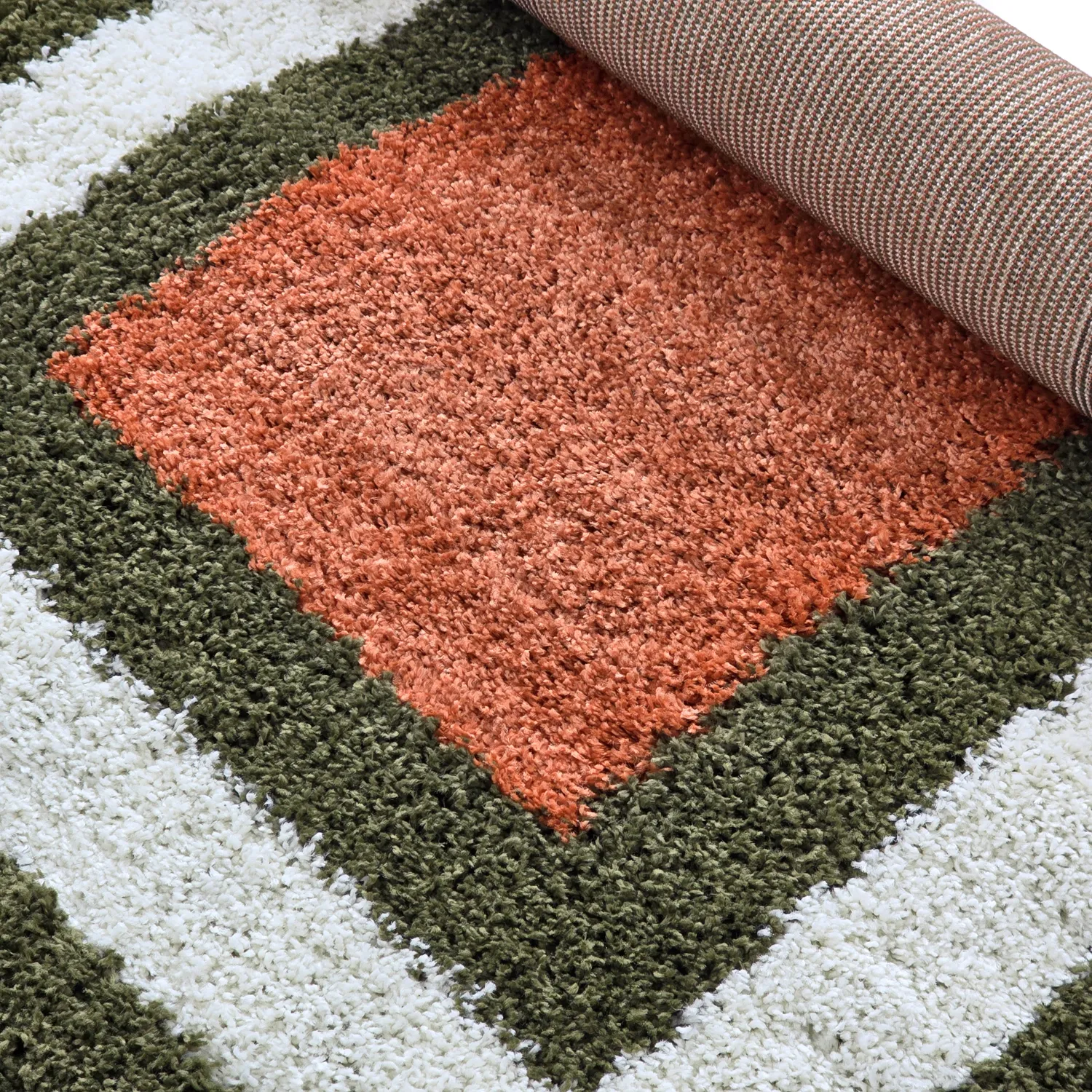 Alfombras de pelo largo - Alsace (verde/blanco/naranja)