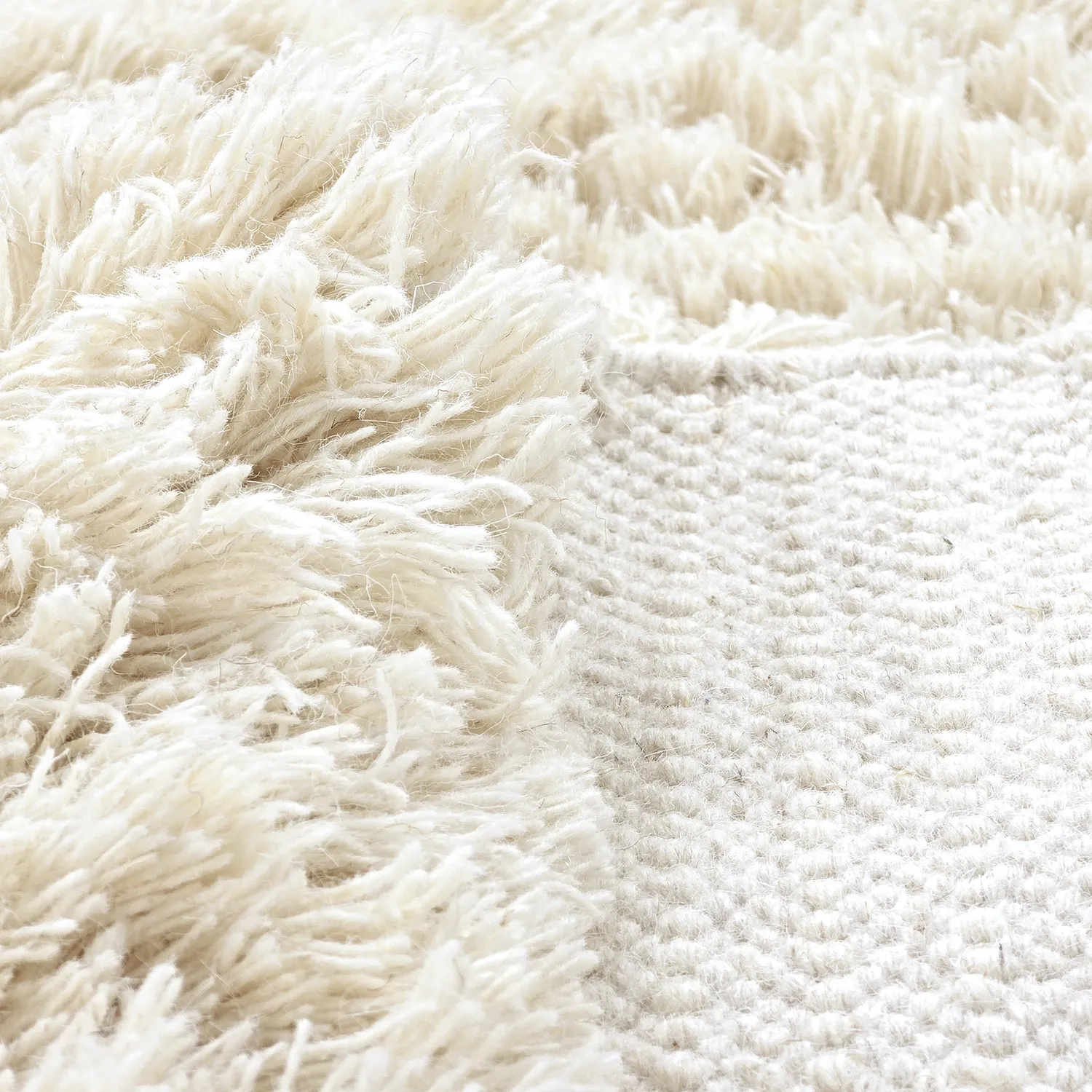 Alfombras de pelo largo - Fassale Hand Woven Wool Shaggy (blanco)