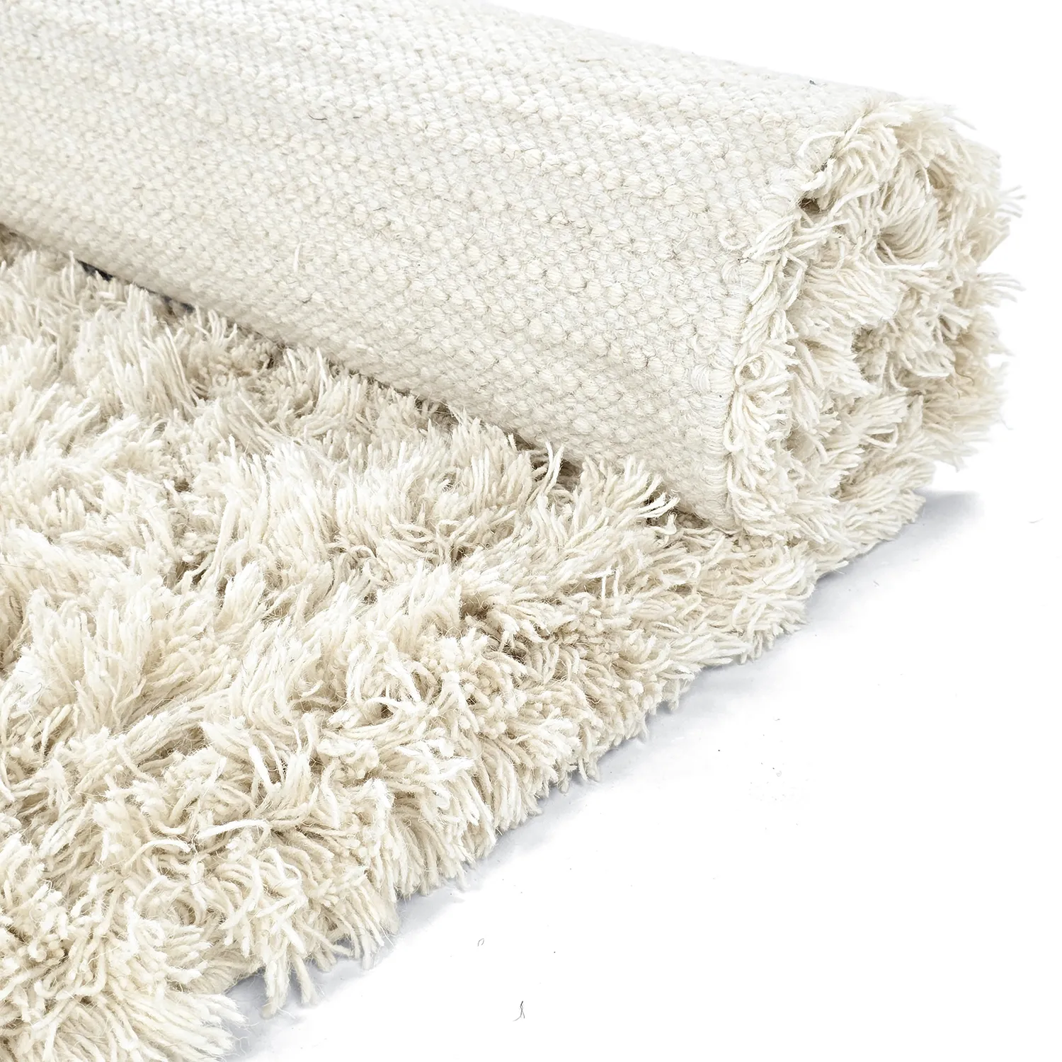 Alfombras de pelo largo - Fassale Hand Woven Wool Shaggy (blanco)