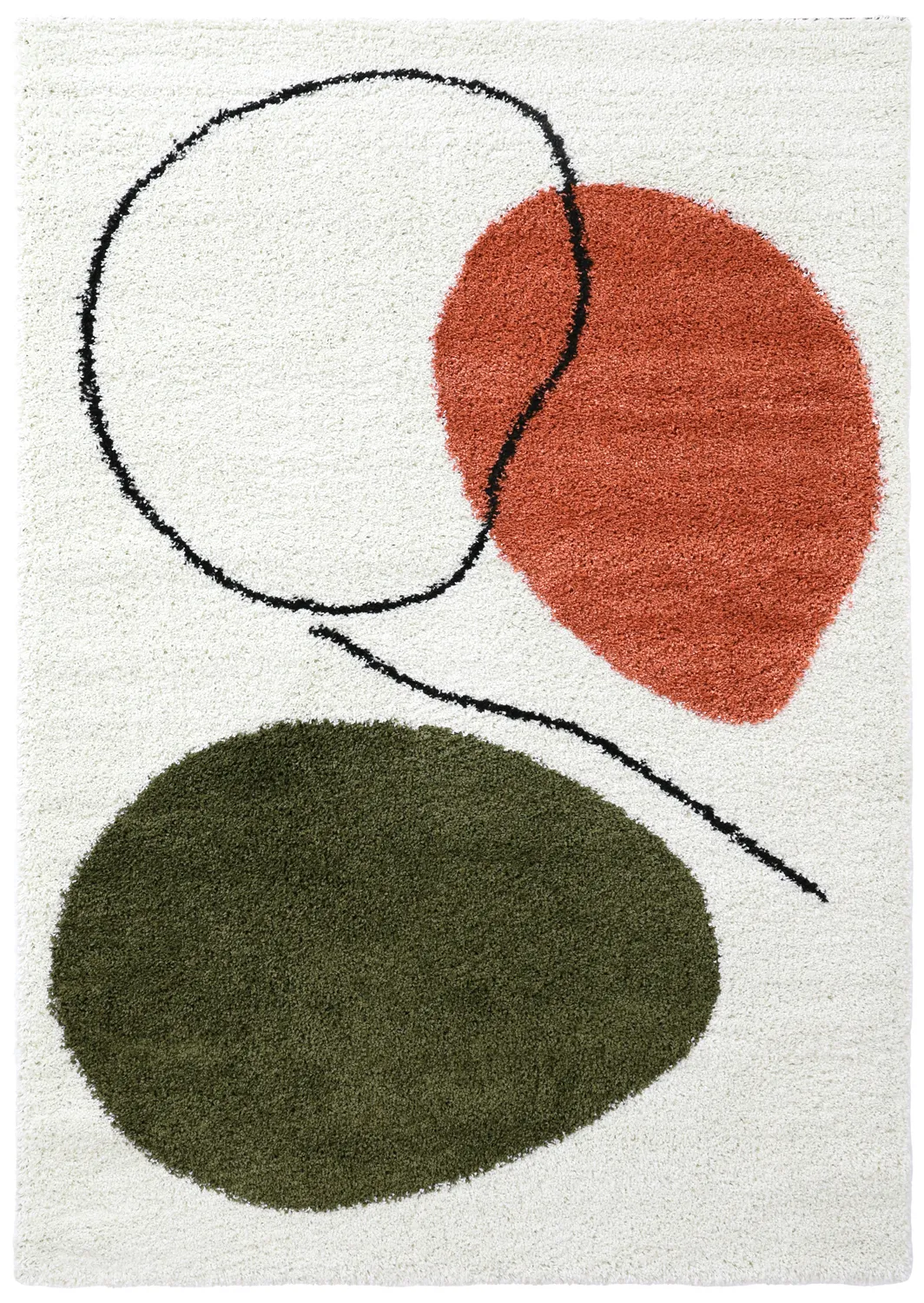 Alfombras de pelo largo - Sanghar (blanco/naranja/verde)