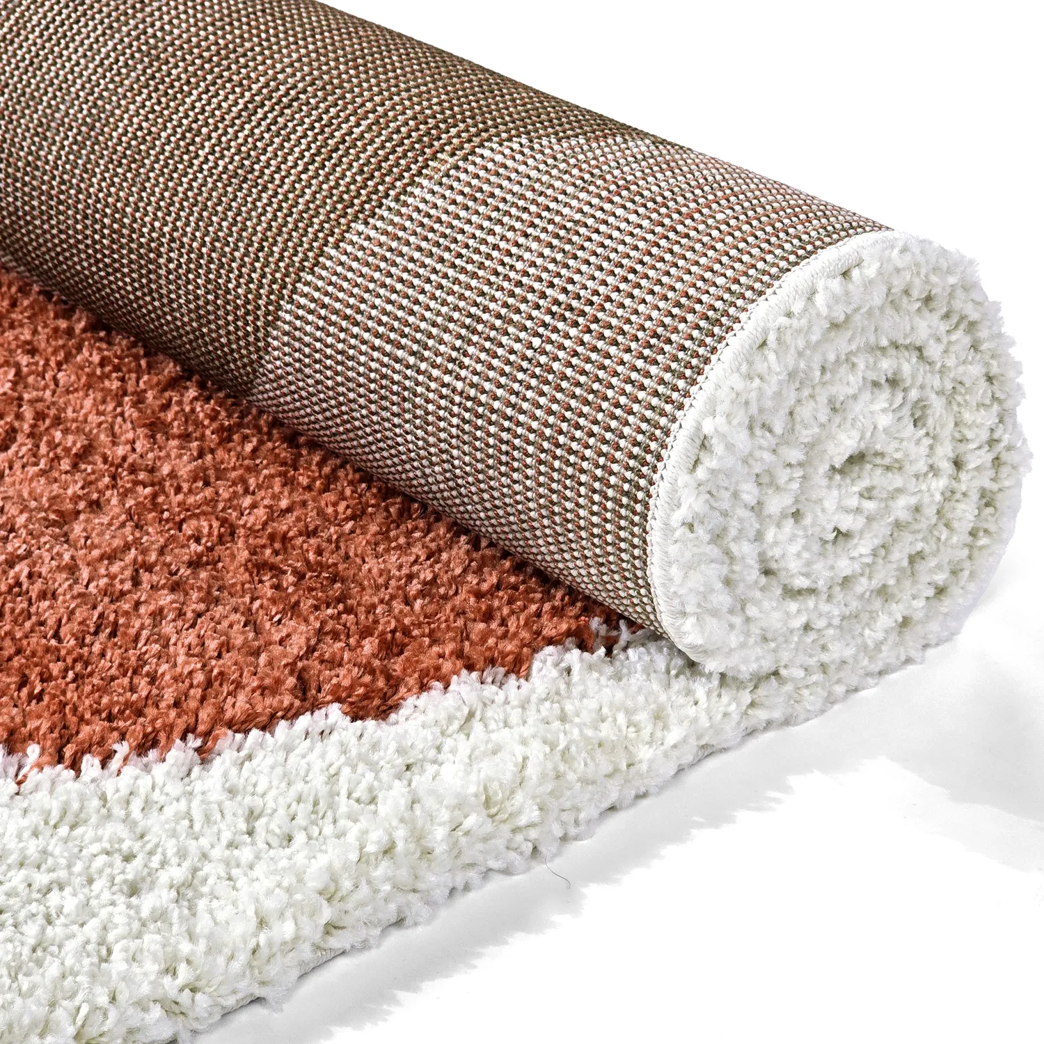 Alfombras de pelo largo - Sanghar (blanco/naranja/verde)