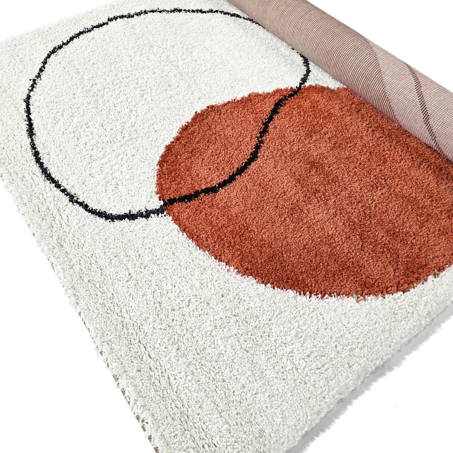 Alfombras de pelo largo - Sanghar (blanco/naranja/verde)