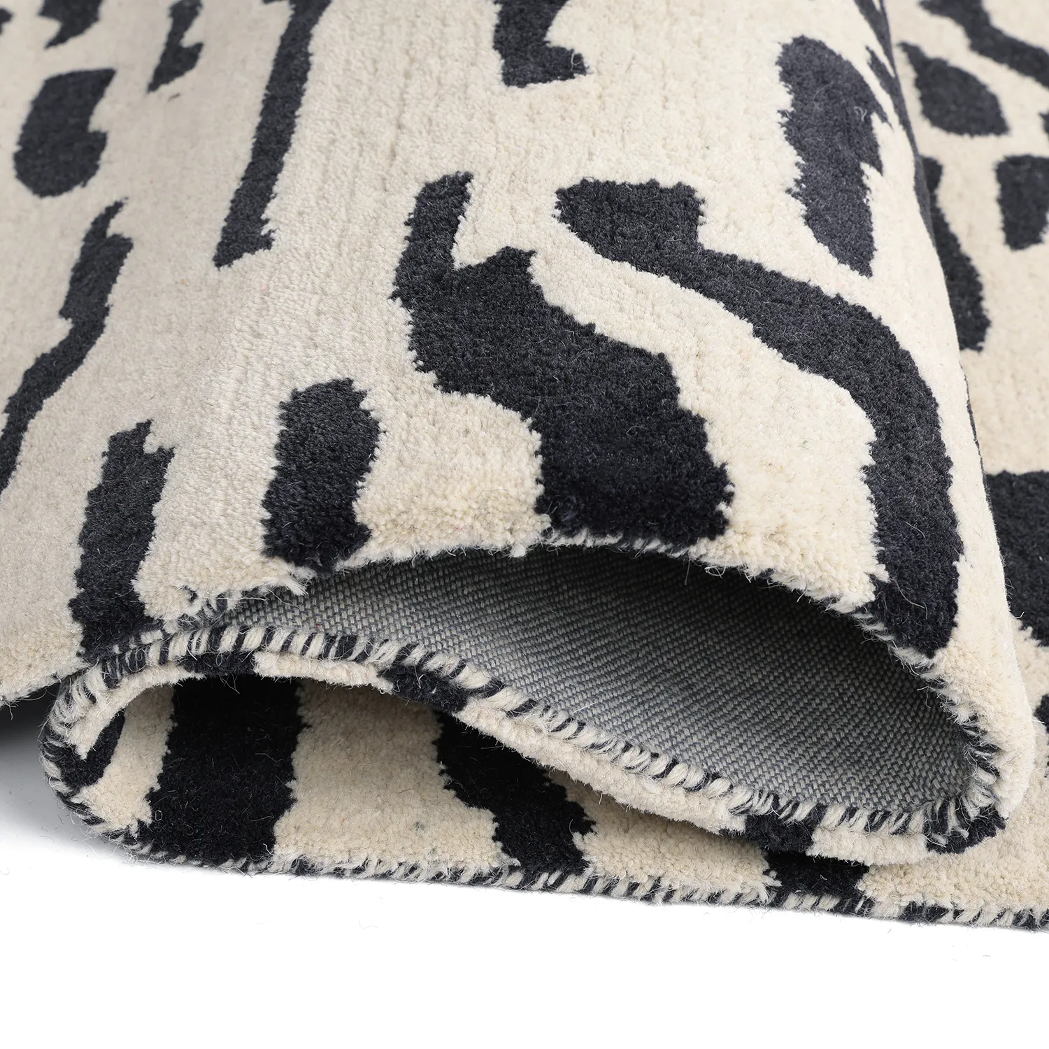 Alfombras de pelo largo - Zebra Tufted Wool Premium (blanco/negro)