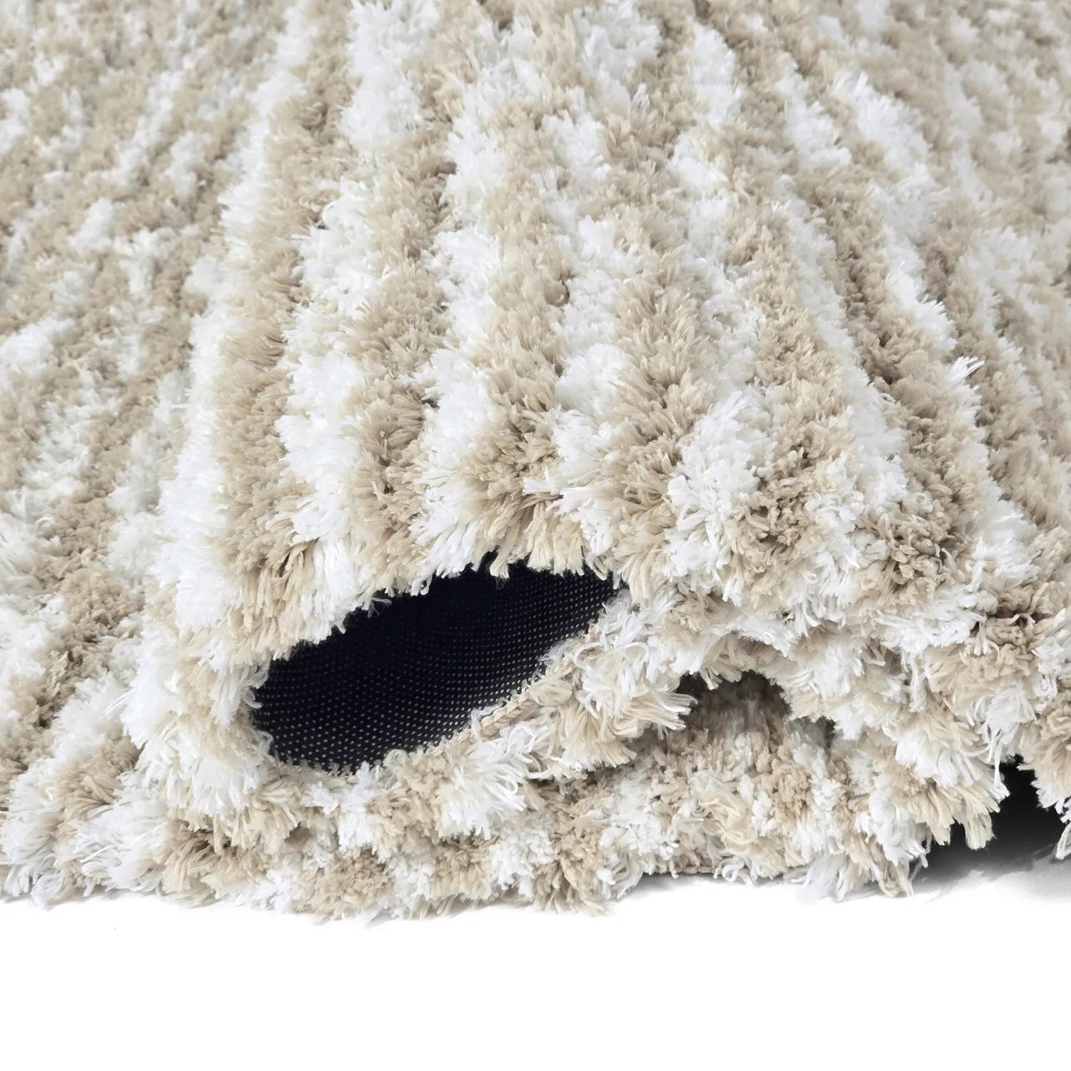 Alfombras de pelo largo - Aden (beige/blanco)