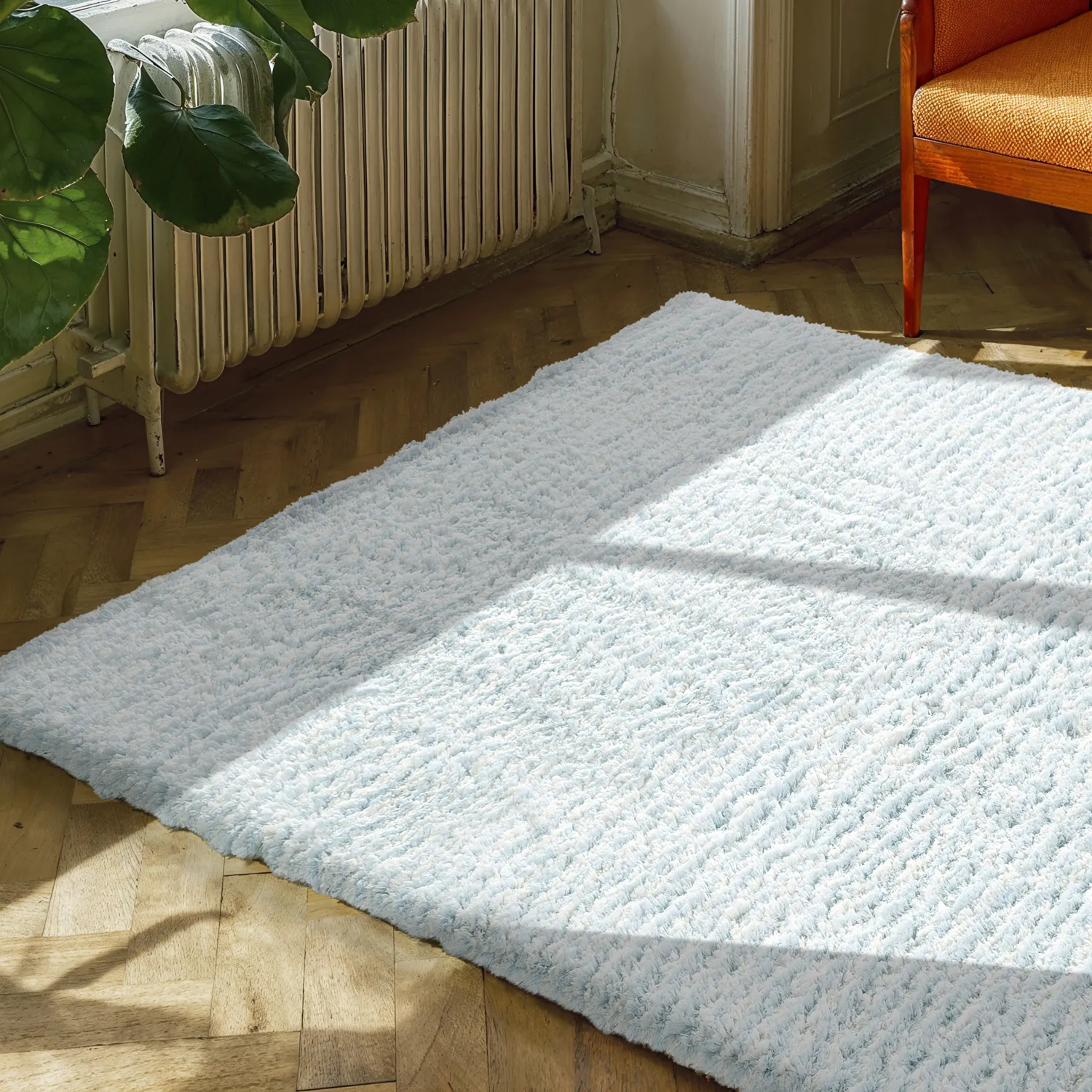 Alfombras de pelo largo - Aden (azul claro/blanco)