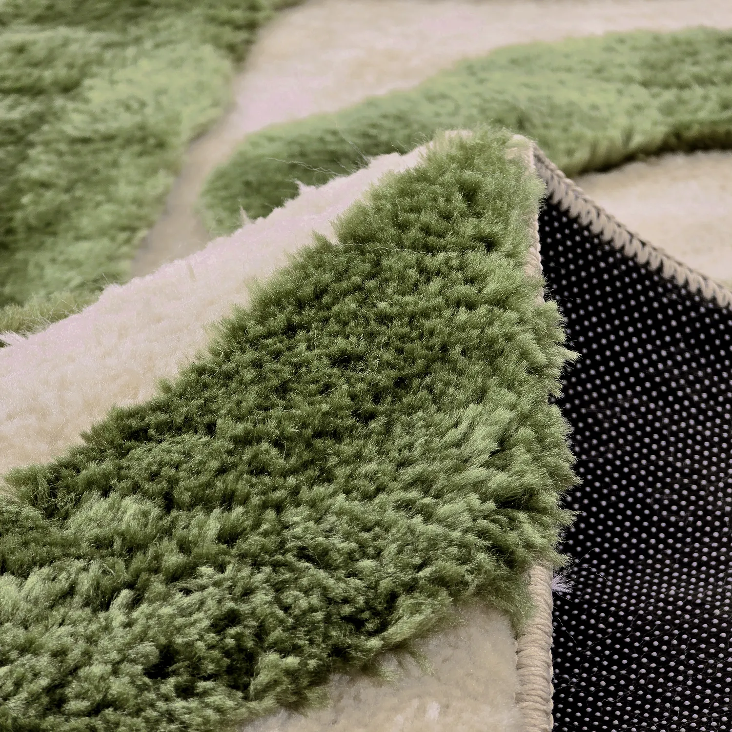 Alfombras de pelo largo - Akaba (crema/verde)