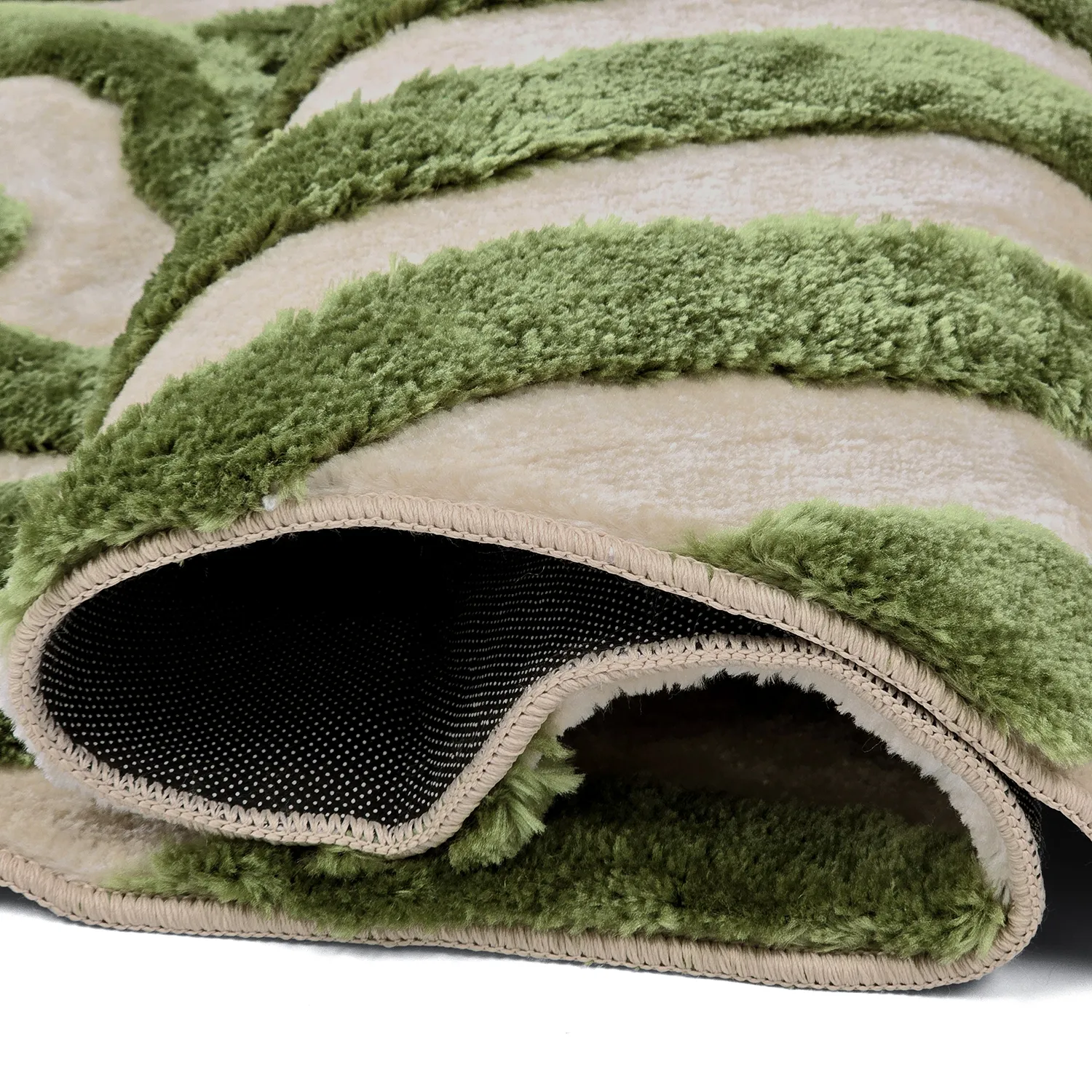 Alfombras de pelo largo - Akaba (crema/verde)