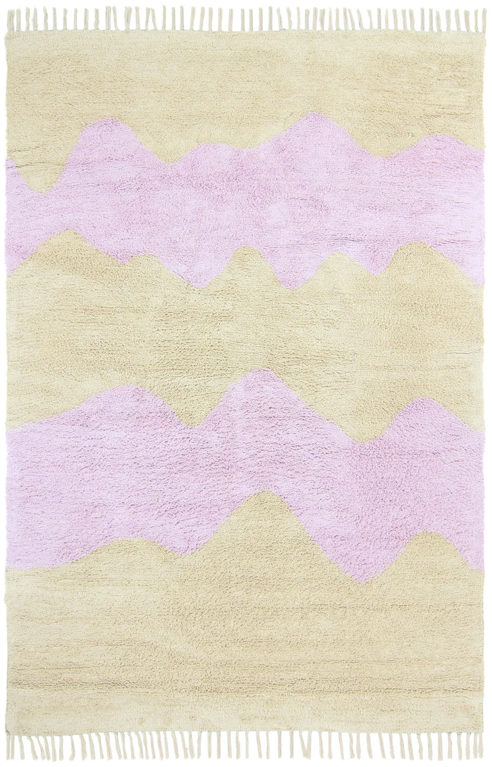 Alfombras de pelo largo - Amira Natural Cotton Shaggy (beige/púrpura)