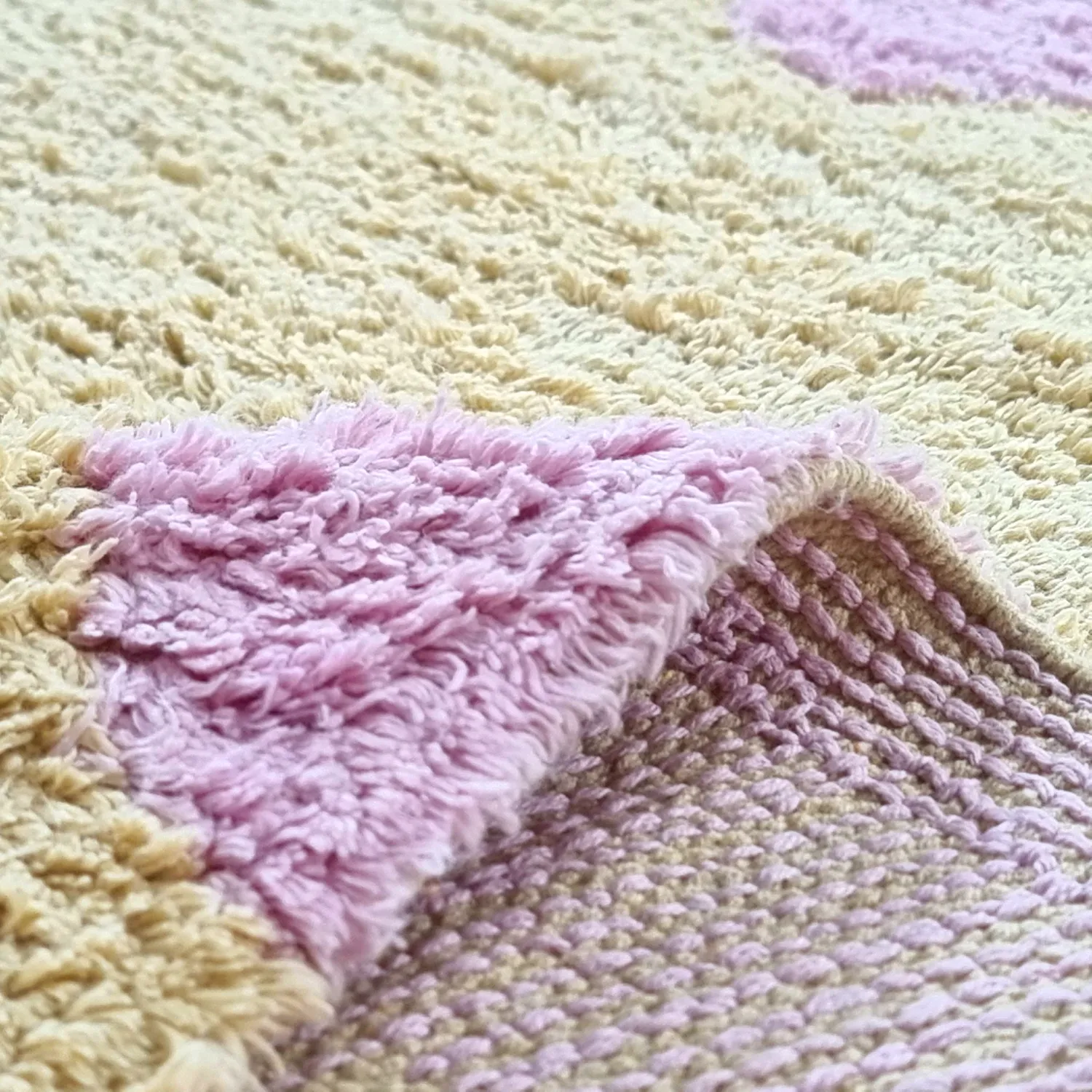 Alfombras de pelo largo - Amira Natural Cotton Shaggy (beige/púrpura)
