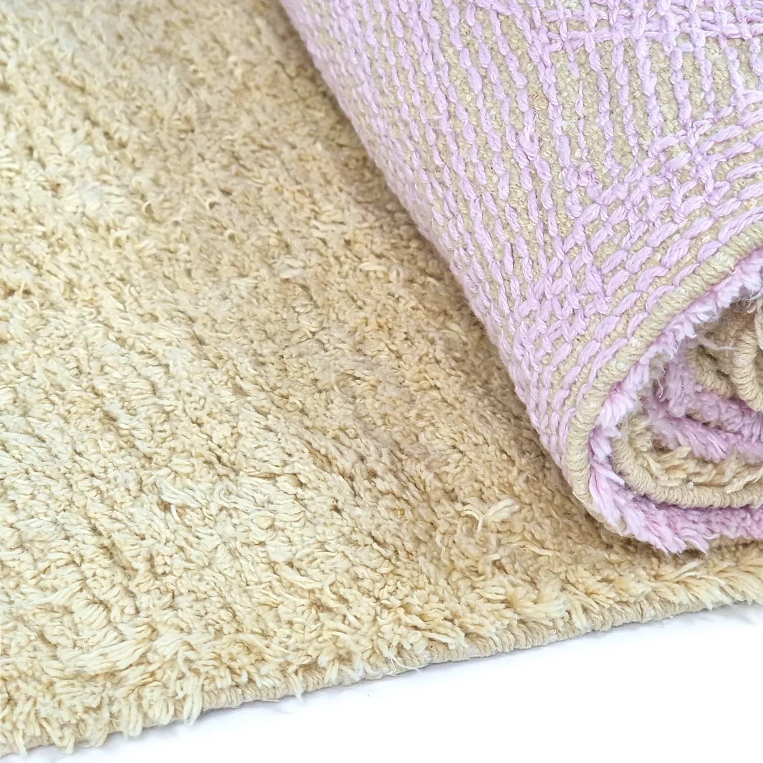Alfombras de pelo largo - Amira Natural Cotton Shaggy (beige/púrpura)