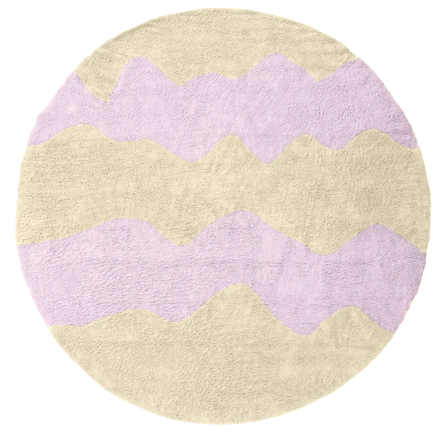 Alfombras redondeadas - Amira Natural Cotton Shaggy (beige/púrpura)