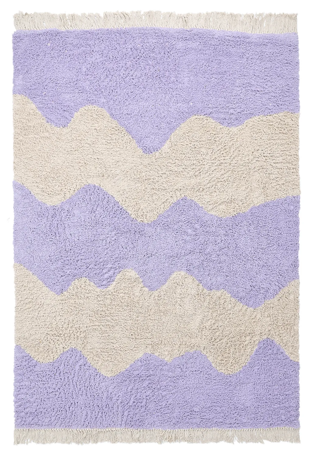 Alfombras de pelo largo - Amira Natural Cotton Shaggy (morado/beige)