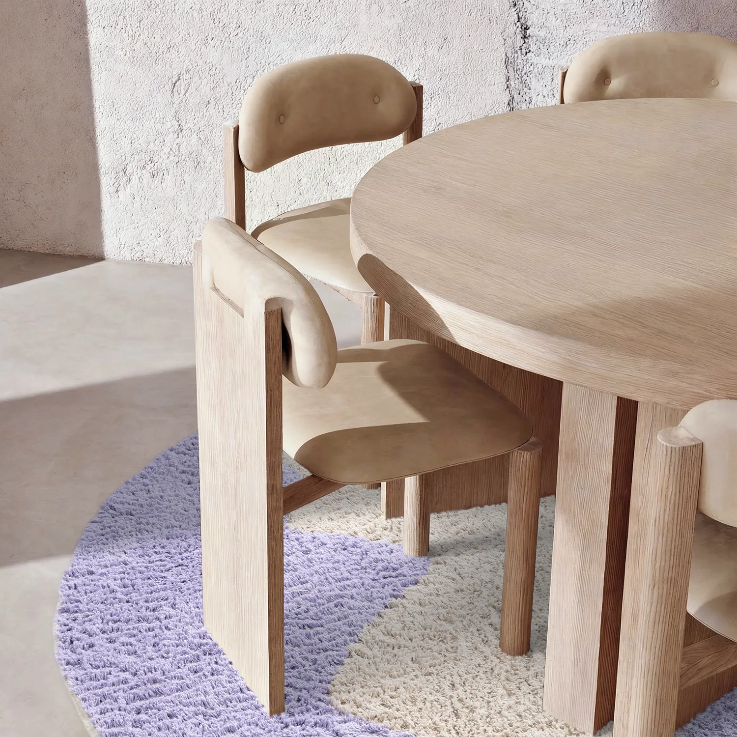 Alfombras redondeadas - Amira Natural Cotton Shaggy (morado/beige)