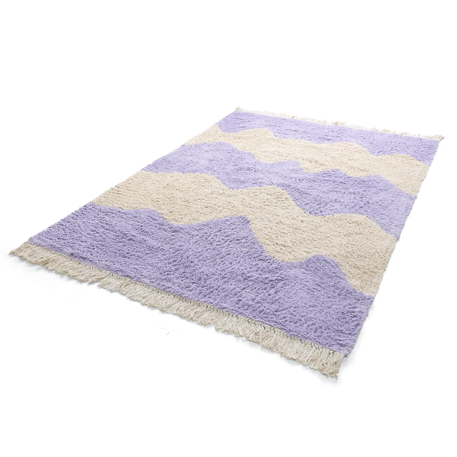 Alfombras de pelo largo - Amira Natural Cotton Shaggy (morado/beige)