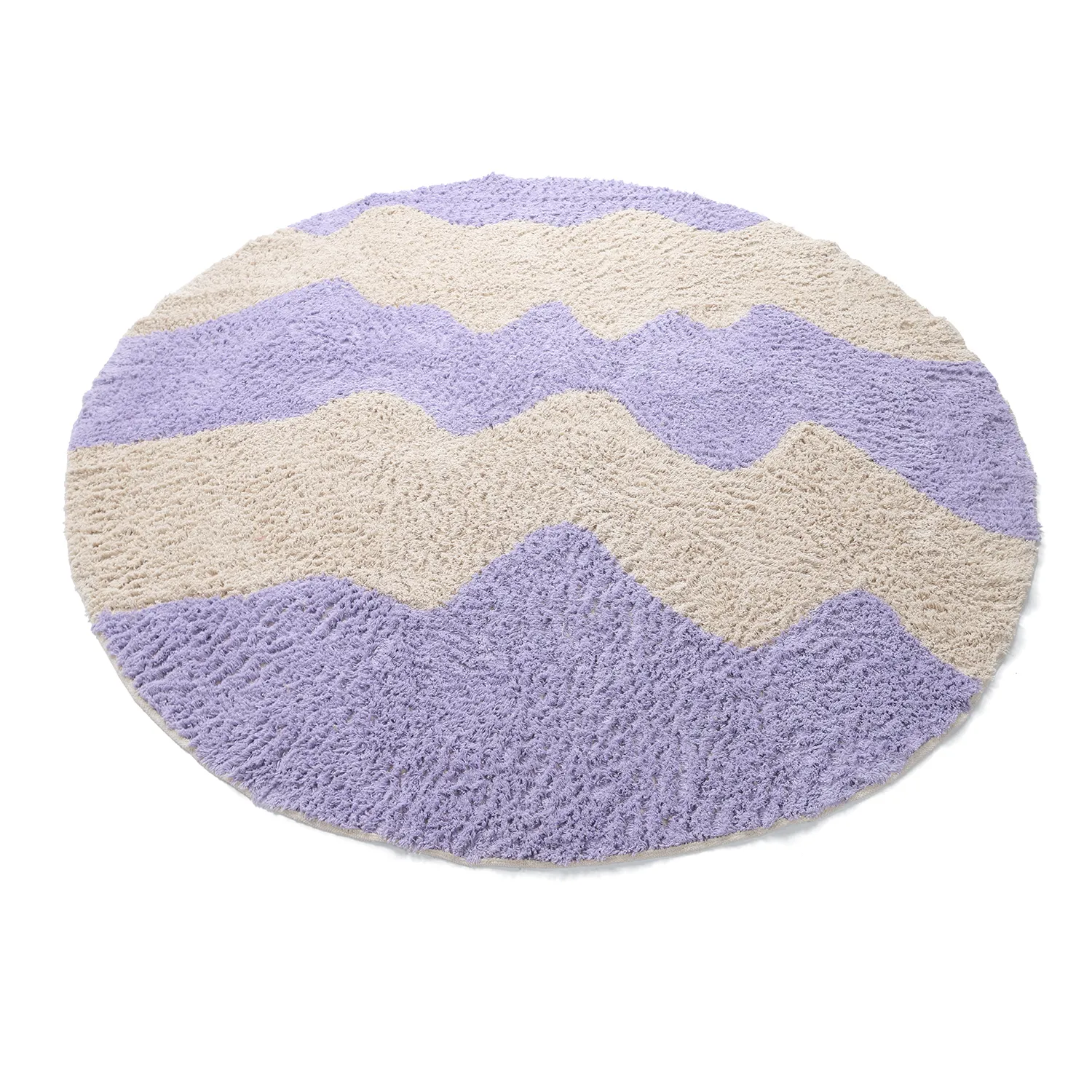 Alfombras redondeadas - Amira Natural Cotton Shaggy (morado/beige)