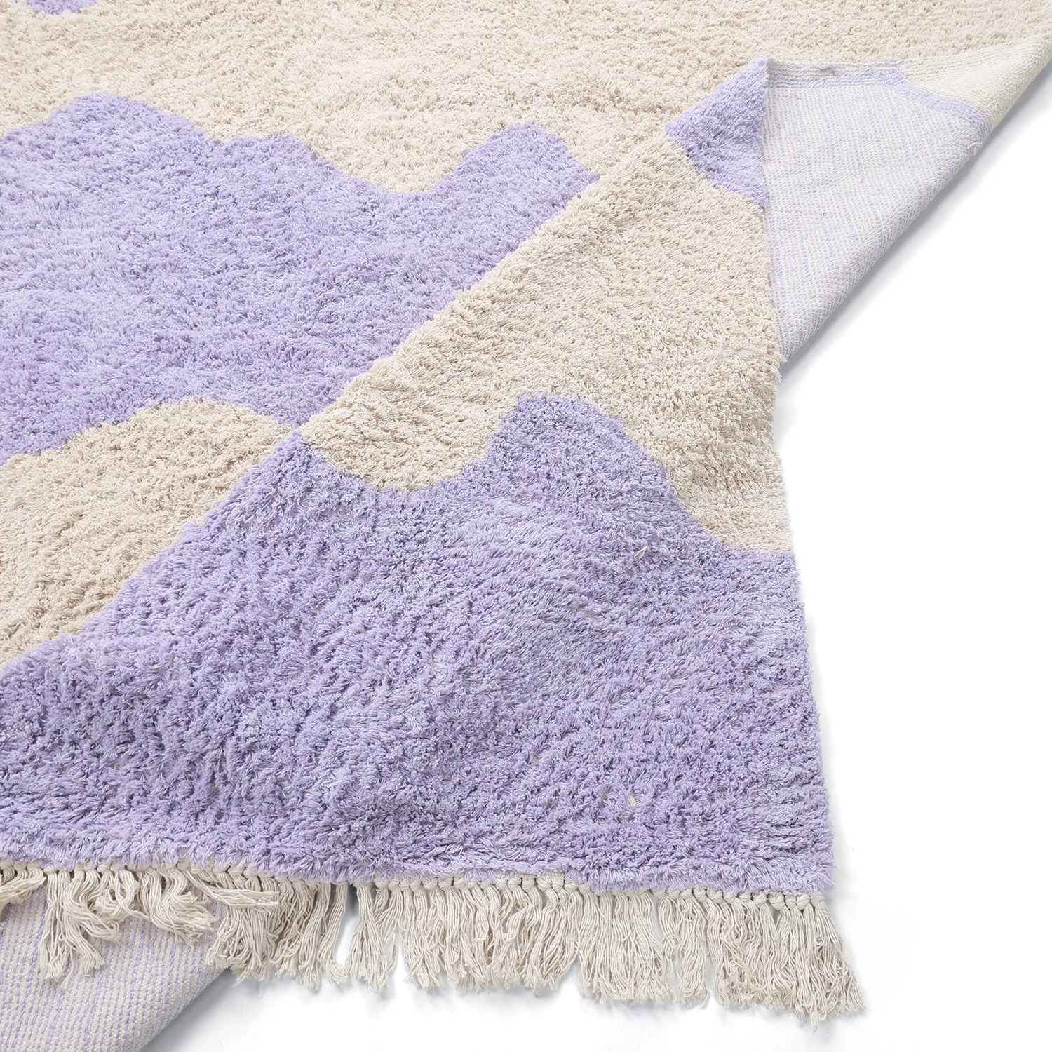 Alfombras de pelo largo - Amira Natural Cotton Shaggy (morado/beige)